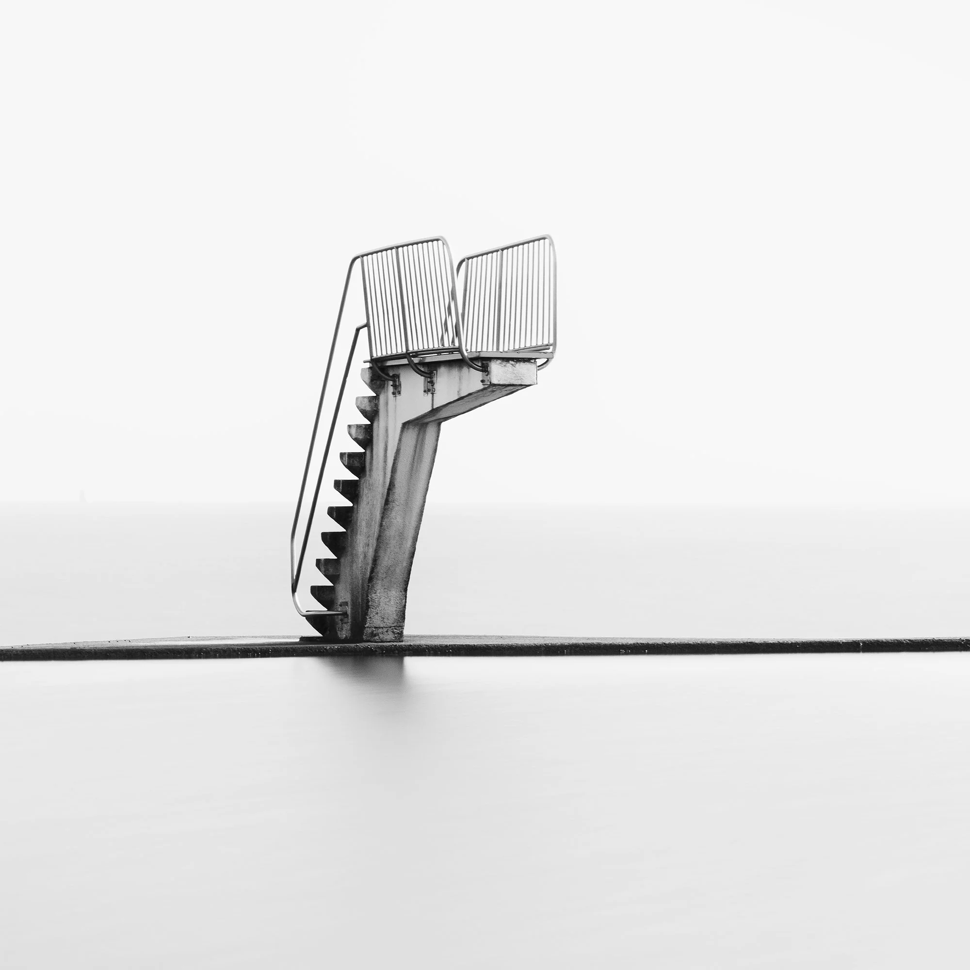 Detail view of Diving Platform Study 3 by Gerald Berghammer highlighting the diving platform, horizon and tonal transitions.