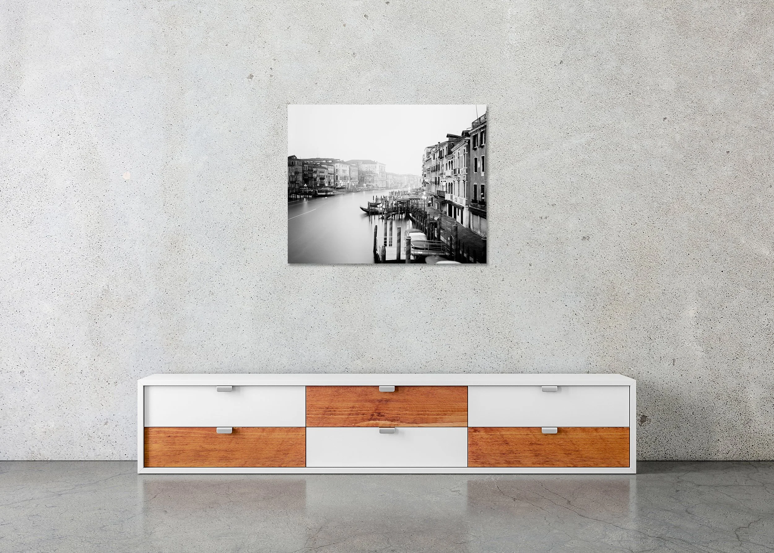 Canal Grande, Study 1 – Venice, frameless black-and-white photograph mounted on aluminium Dibond.