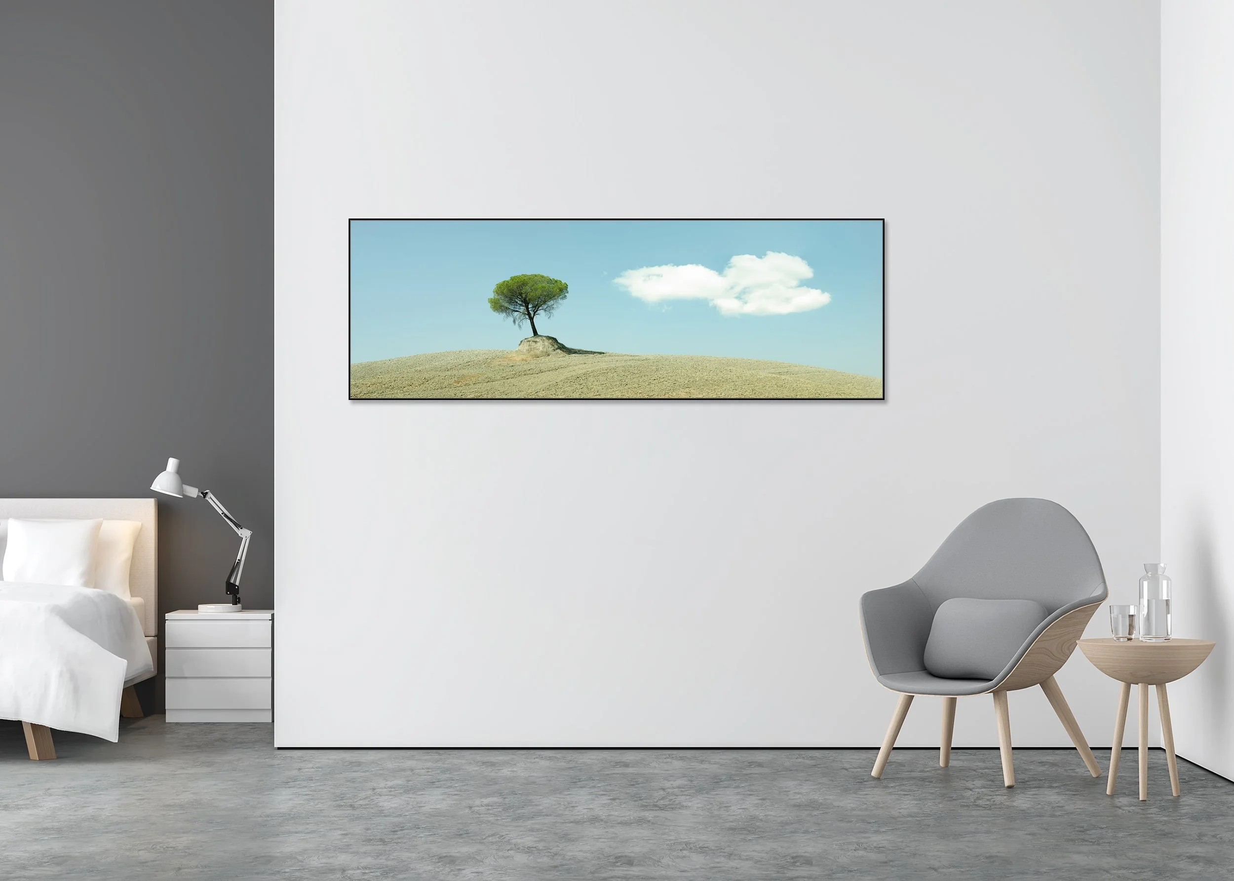 Gerald Berghammer - Italian Stone Pine, minimalist tree panorama, Tuscany, Italy, ChromaLuxe print, aluminium art box
