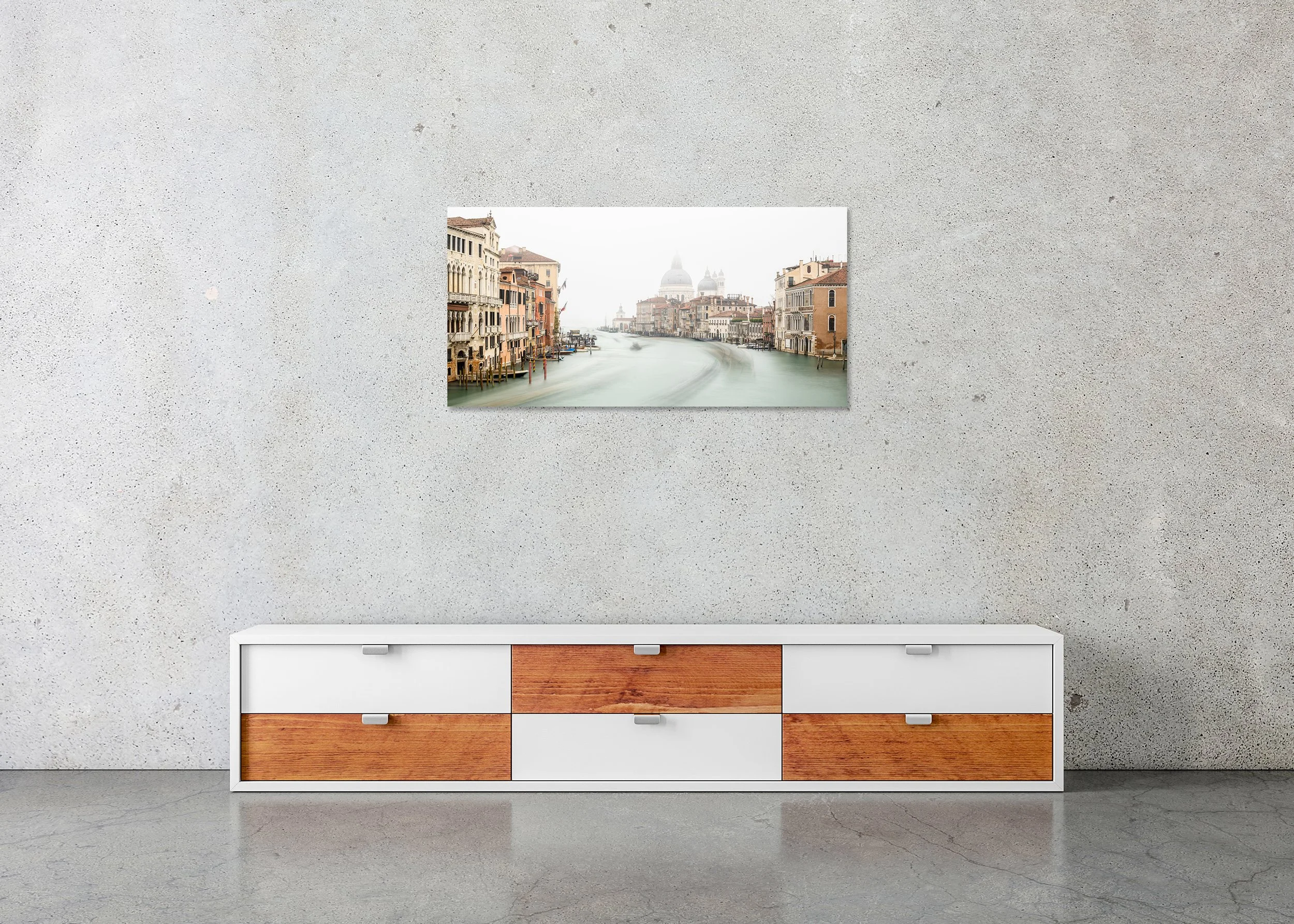 Grand Canal and Basilica di Santa Maria della Salute – Venice, colour photograph displayed as a frameless aluminium Dibond print.