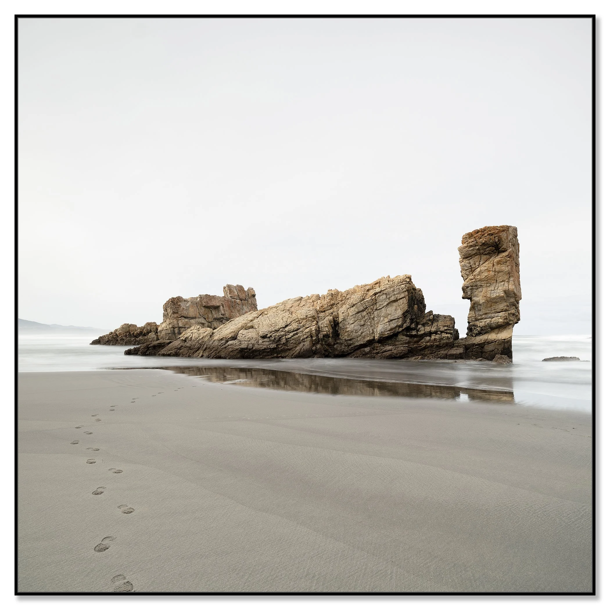 Walk on the Beach – Bay of Biscay, Spain, colour photograph in a black aluminium ArtBox frame