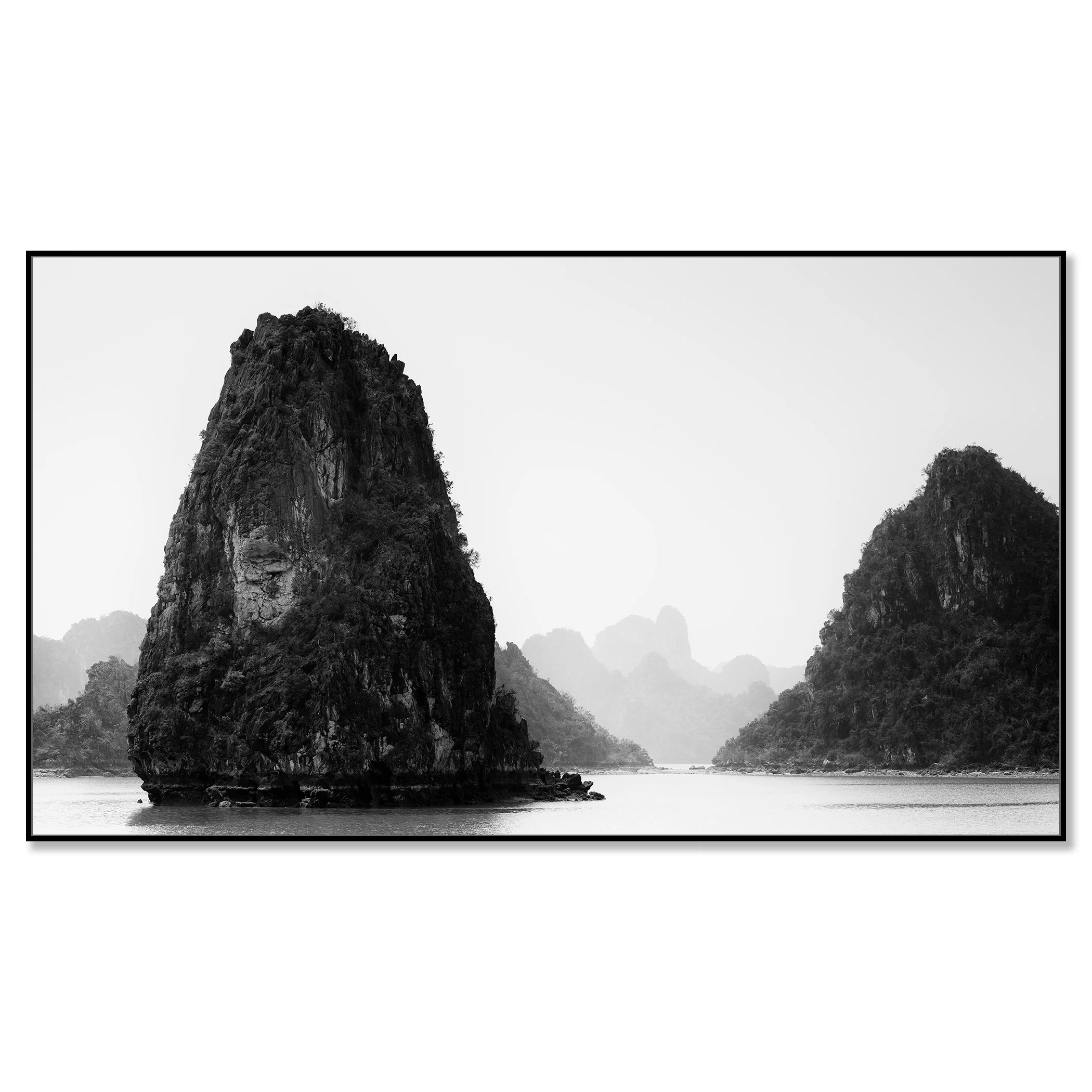 Ha Long Bay Panorama, Study 1 mounted on aluminium Dibond in a black ArtBox frame by Gerald Berghammer.