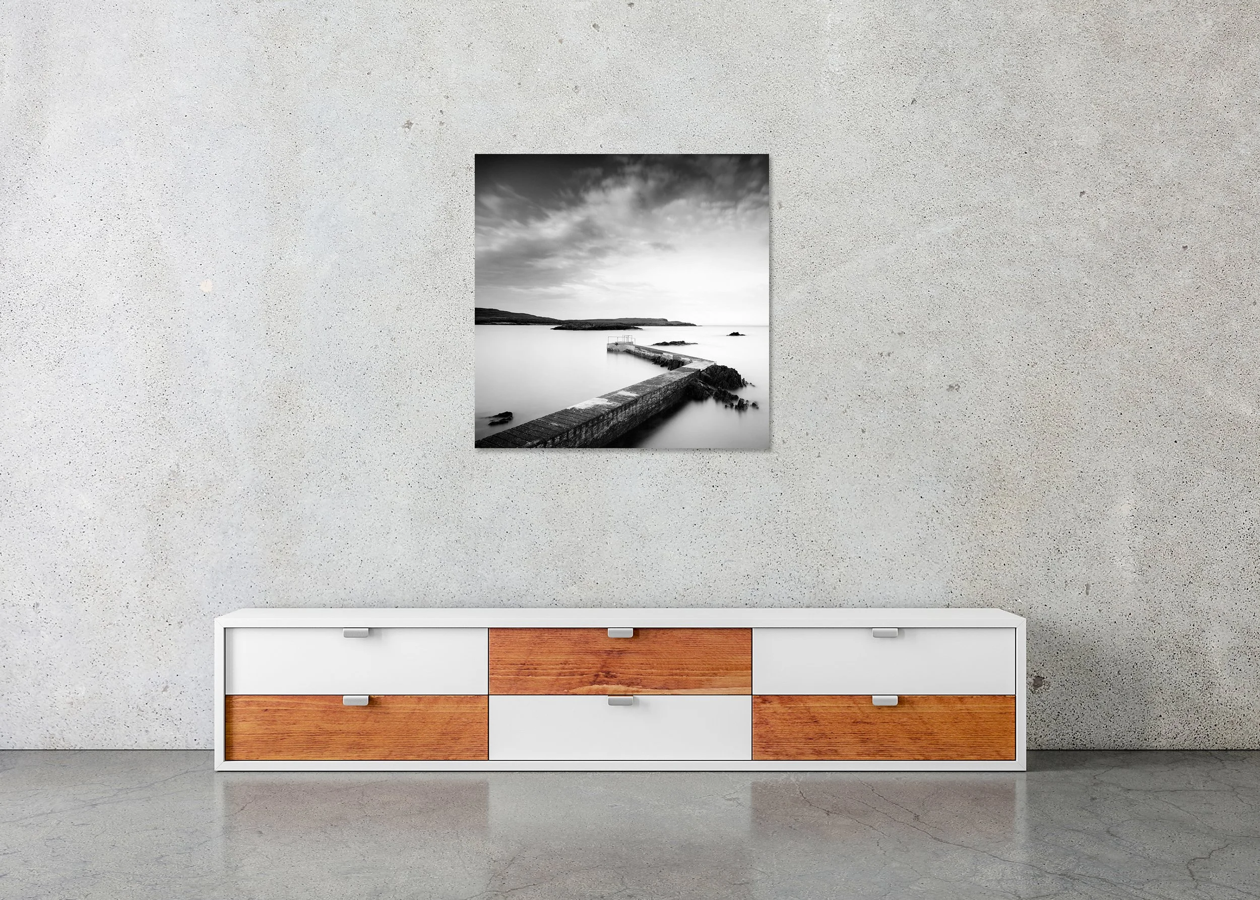 Gerald Berghammer - Pier, minimalist seascape, atlantic ocean shoreline, Ireland, ChromaLuxe print on aluminium, frameless