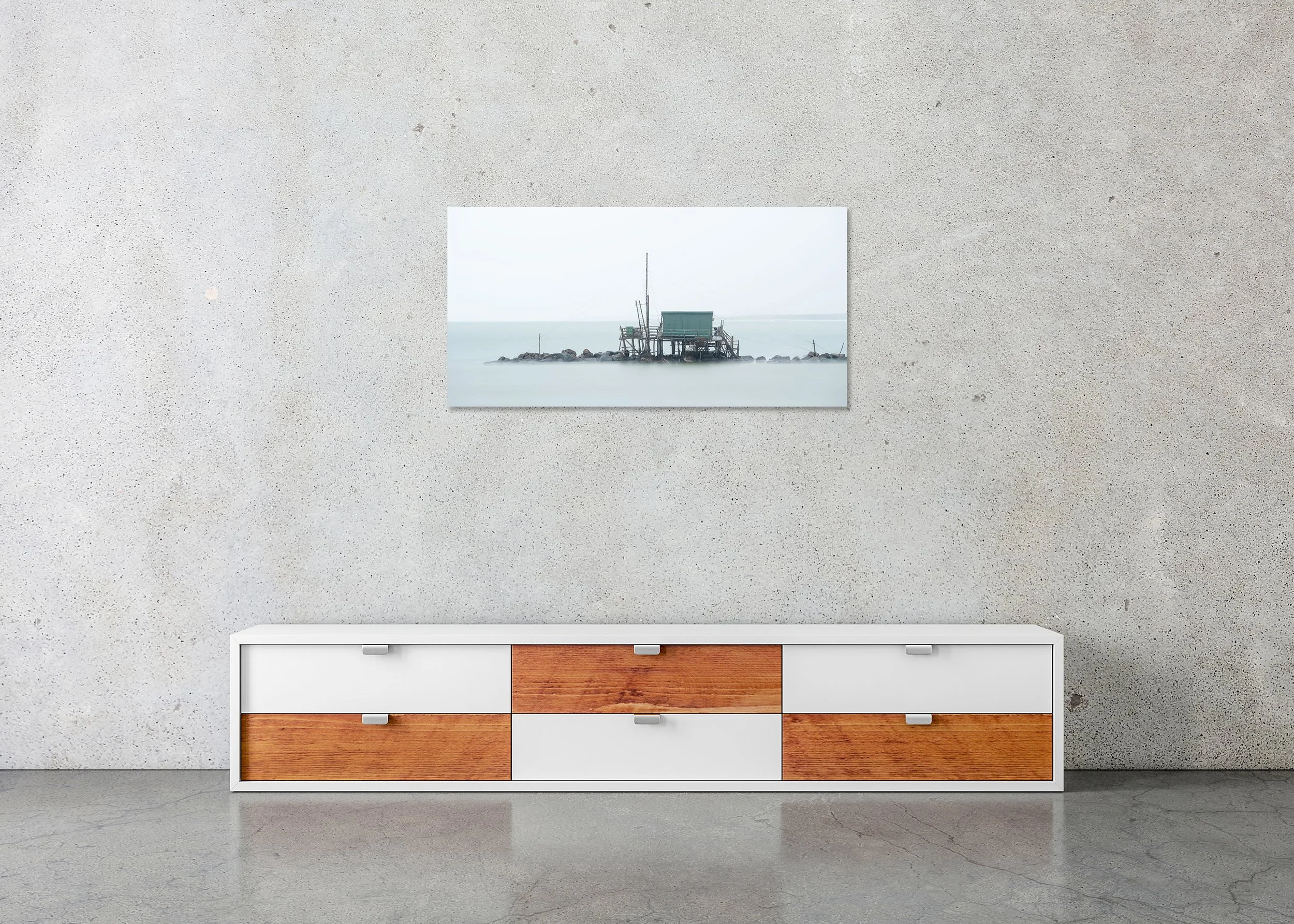 Retoni, Study 1 – frameless colour photograph on aluminium Dibond, displayed in a minimalist interior.