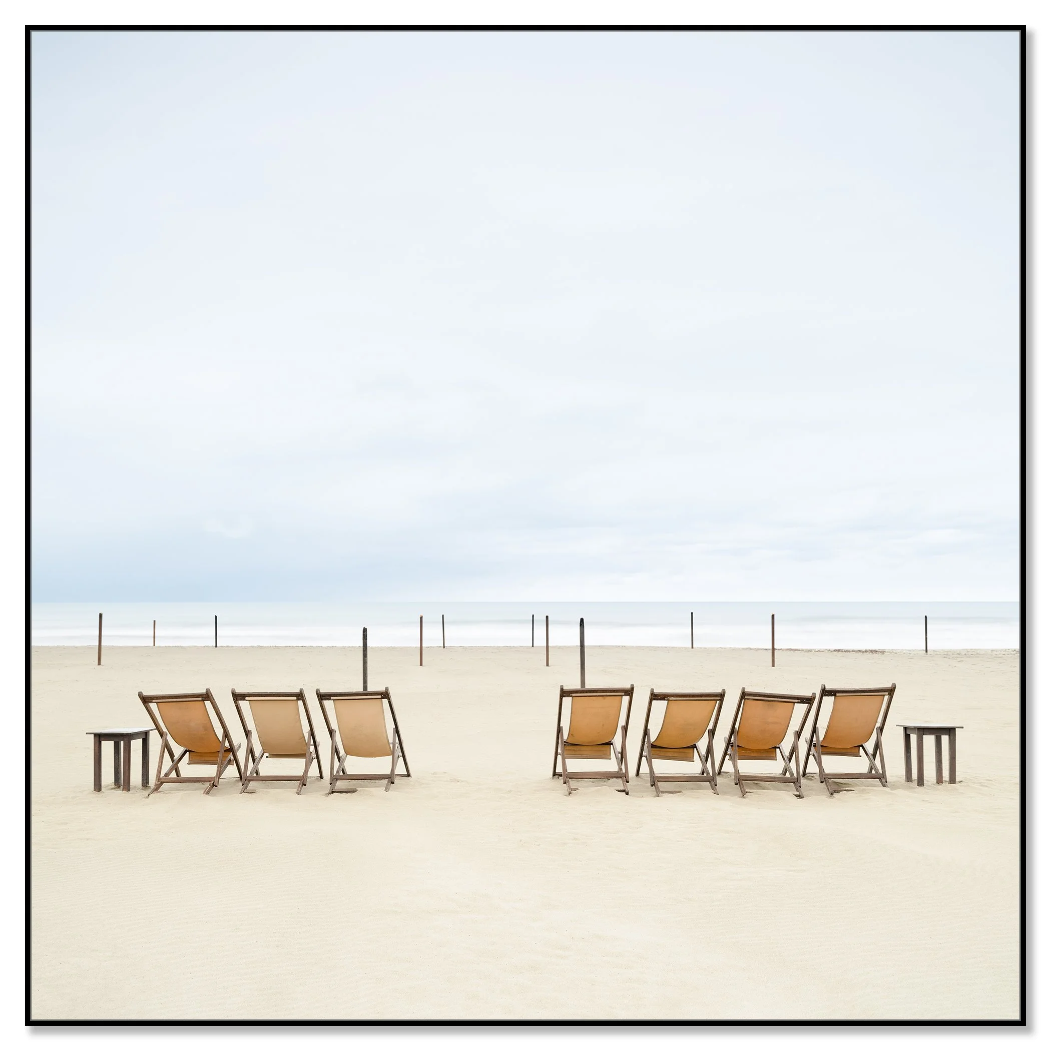 Sun Loungers on the Beach, Study 3 – colour photograph on Dibond in a black aluminium ArtBox.