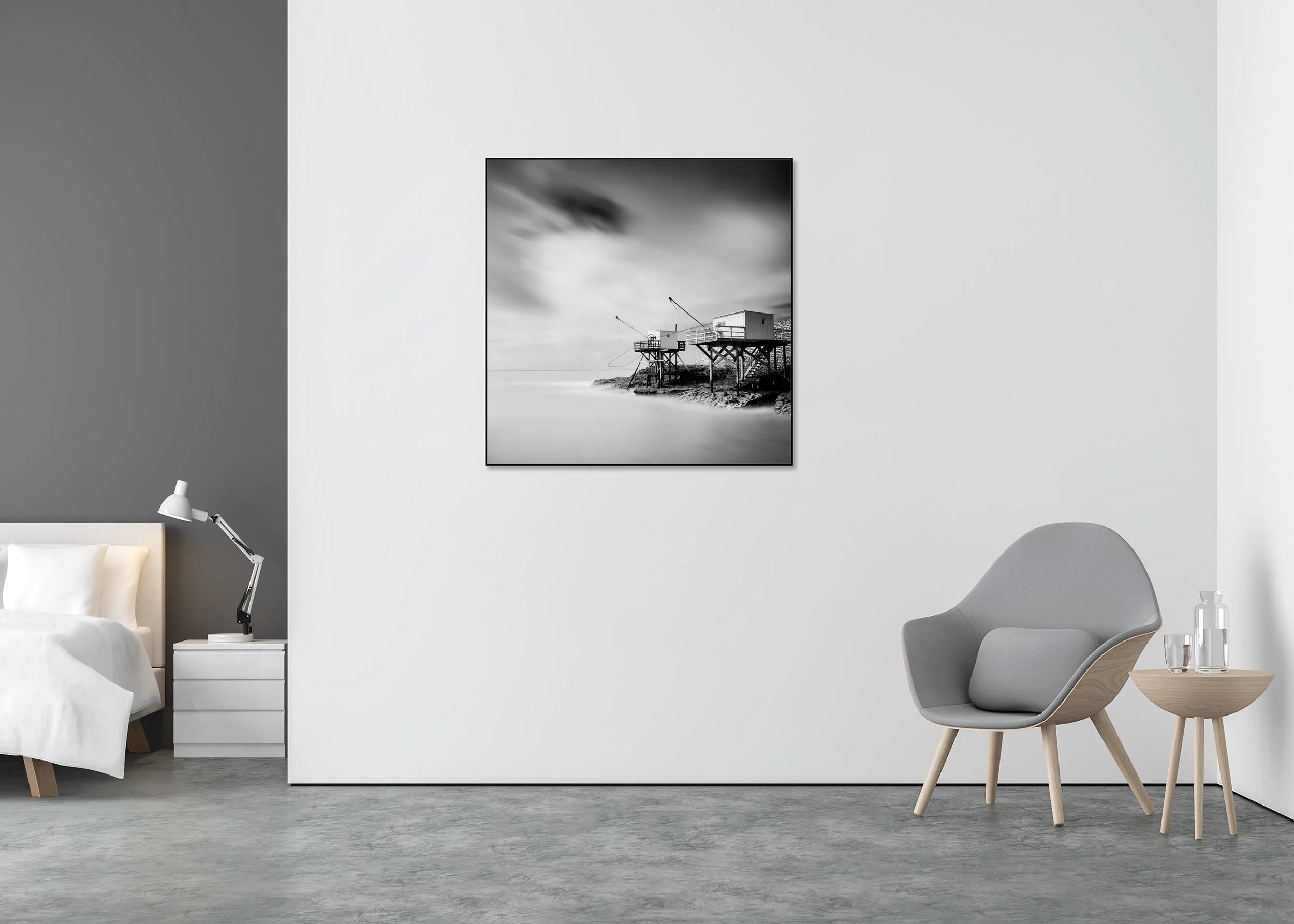 Carrelet Study 1 by Gerald Berghammer displayed in a contemporary interior in a black aluminium ArtBox frame.