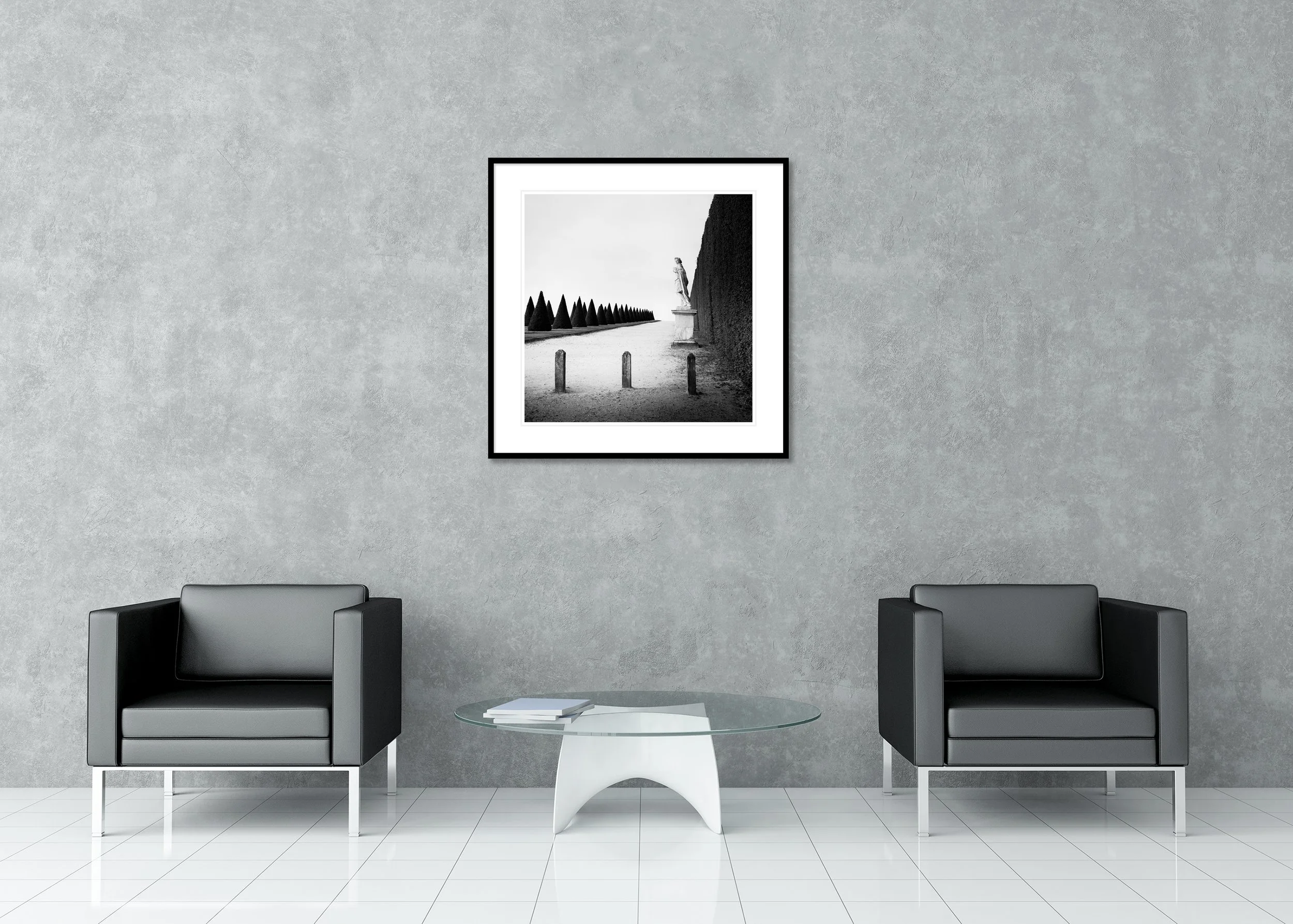 Gerald Berghammer - The Garden of Versailles, statue of versailles garden, Paris, Archival pigment print, aluminium frame, passe-partout, anti reflex glass