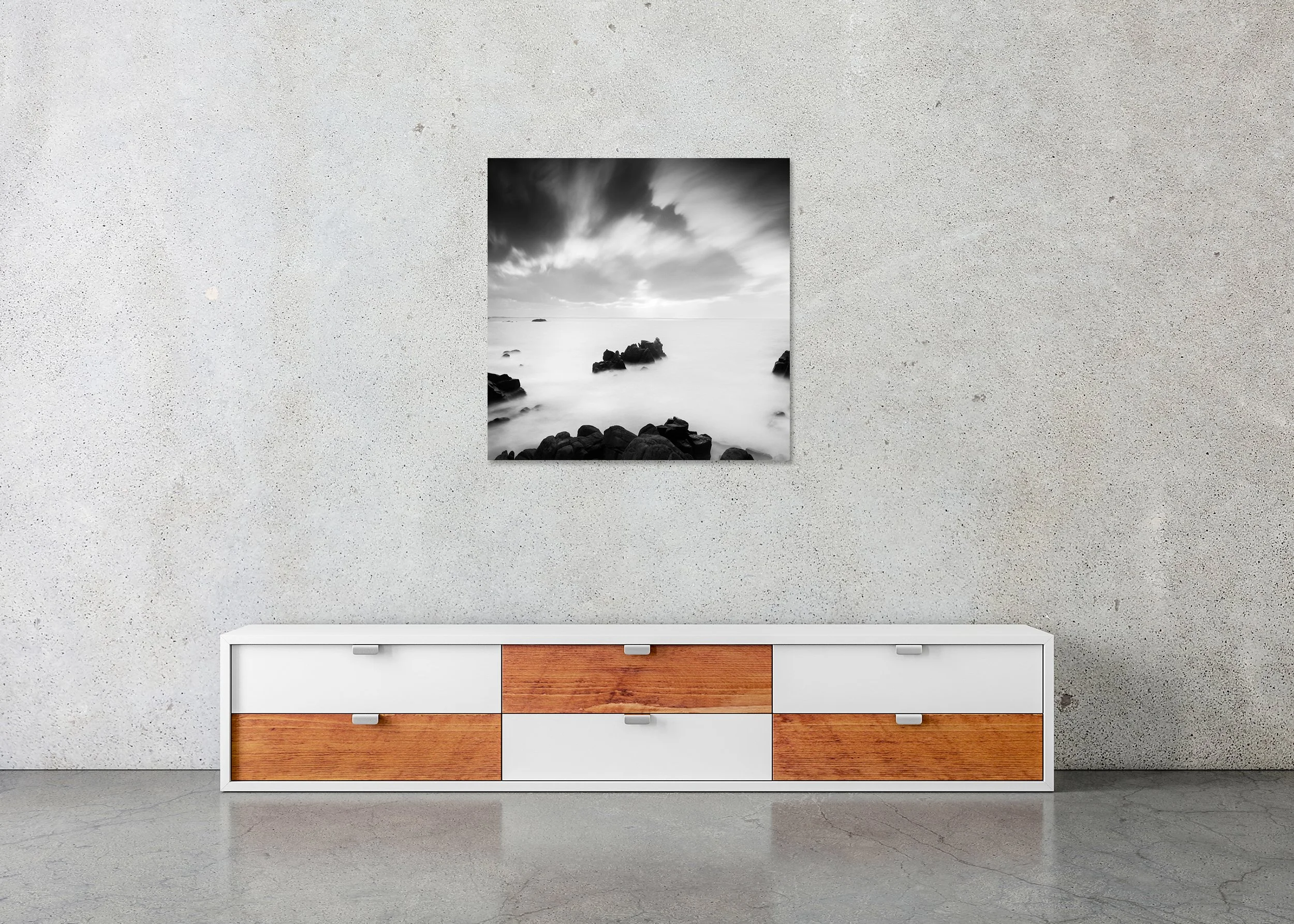 Gerald Berghammer - After the Rainbow, long exposure seascape rocks, France, ChromaLuxe print on aluminium, frameless