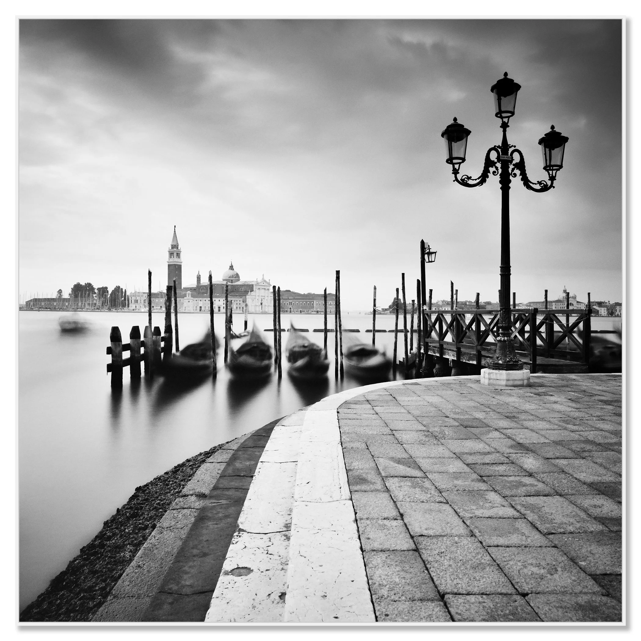 Basilica di San Giorgio Maggiore Study 2 black-and-white Dibond print in white aluminium ArtBox frame