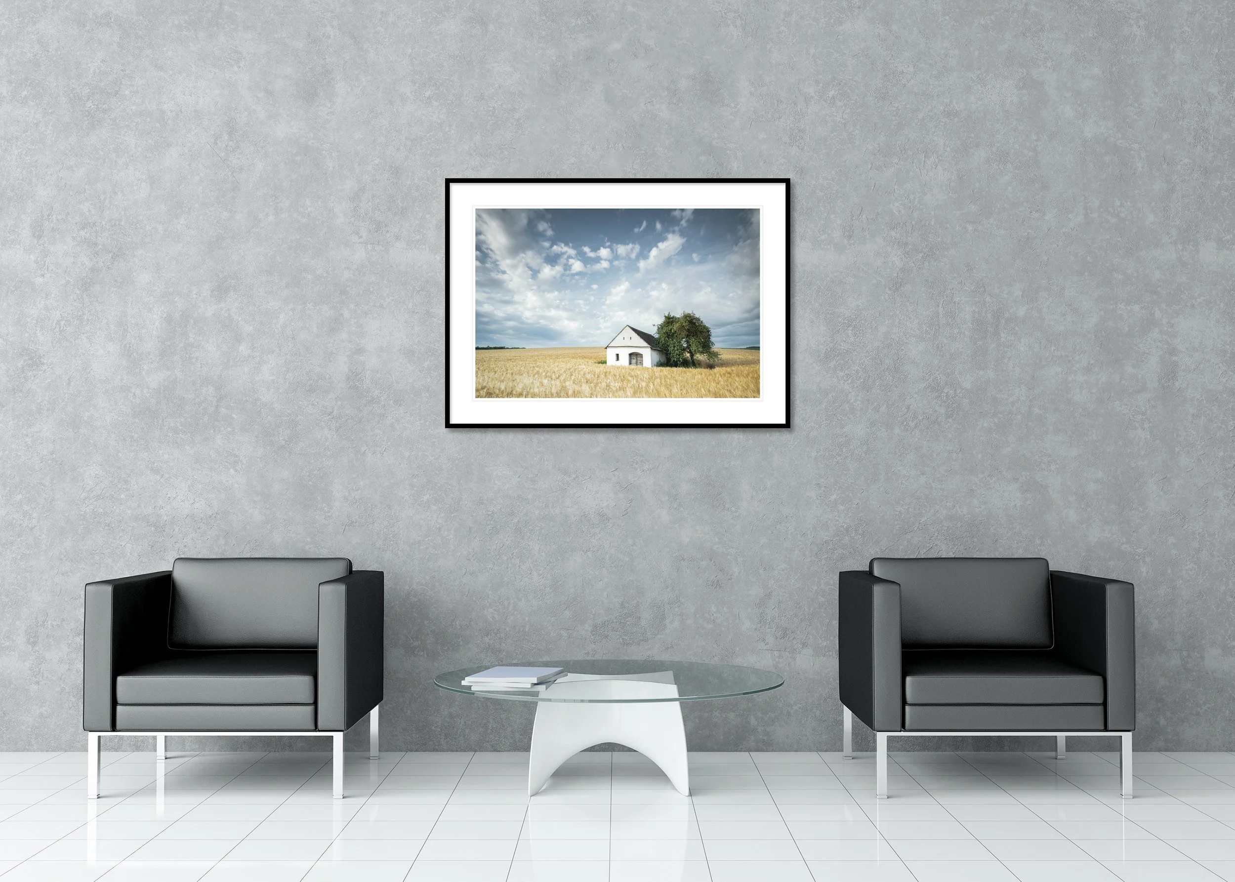 Gerald Berghammer - Wine Press House in the Wheat Field, Weinviertel, Austria, Archival pigment print, aluminium frame, passe-partout, anti reflex glass