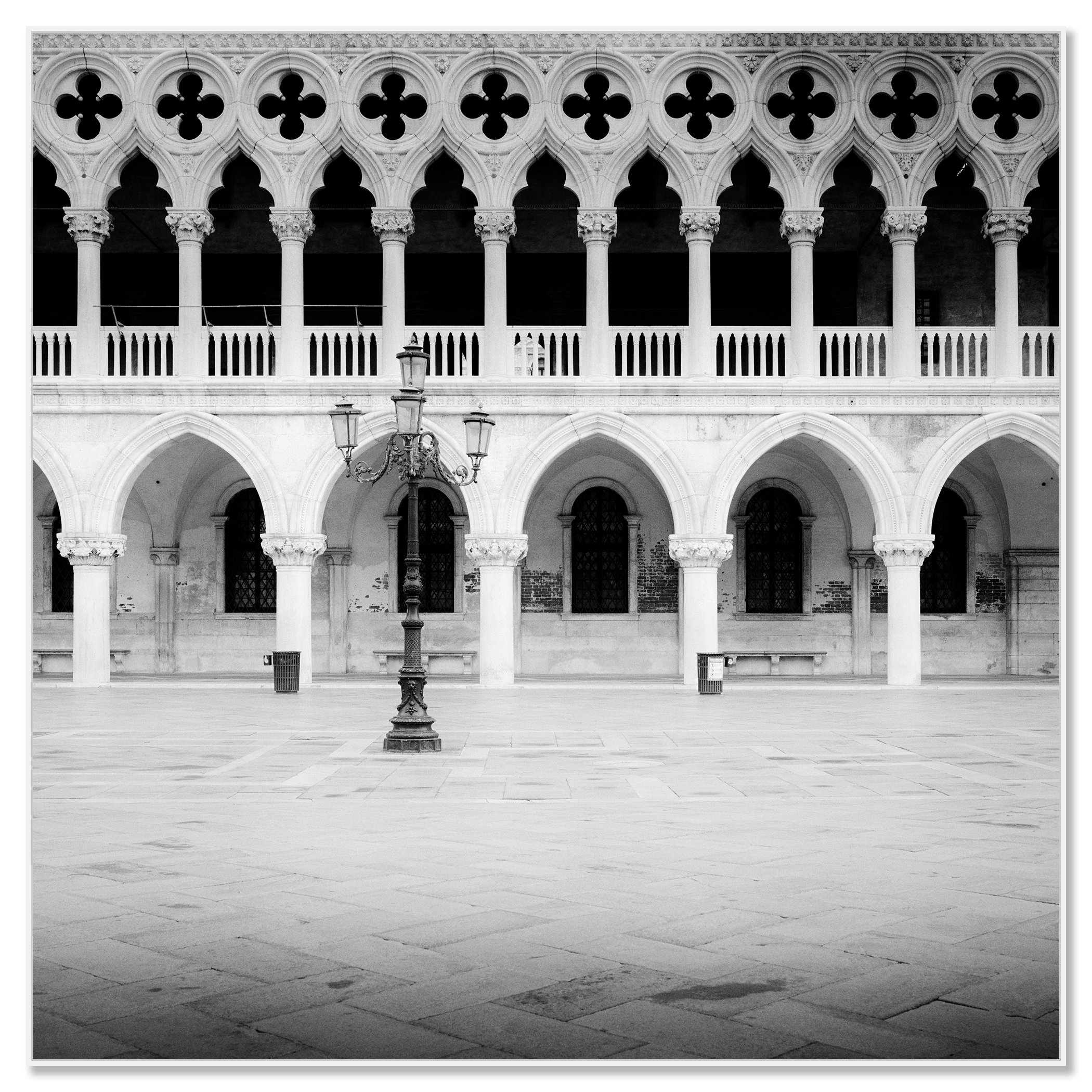 Gothic Facade of Doge’s Palace – Venice, Italy, black-and-white photograph in a white aluminium ArtBox