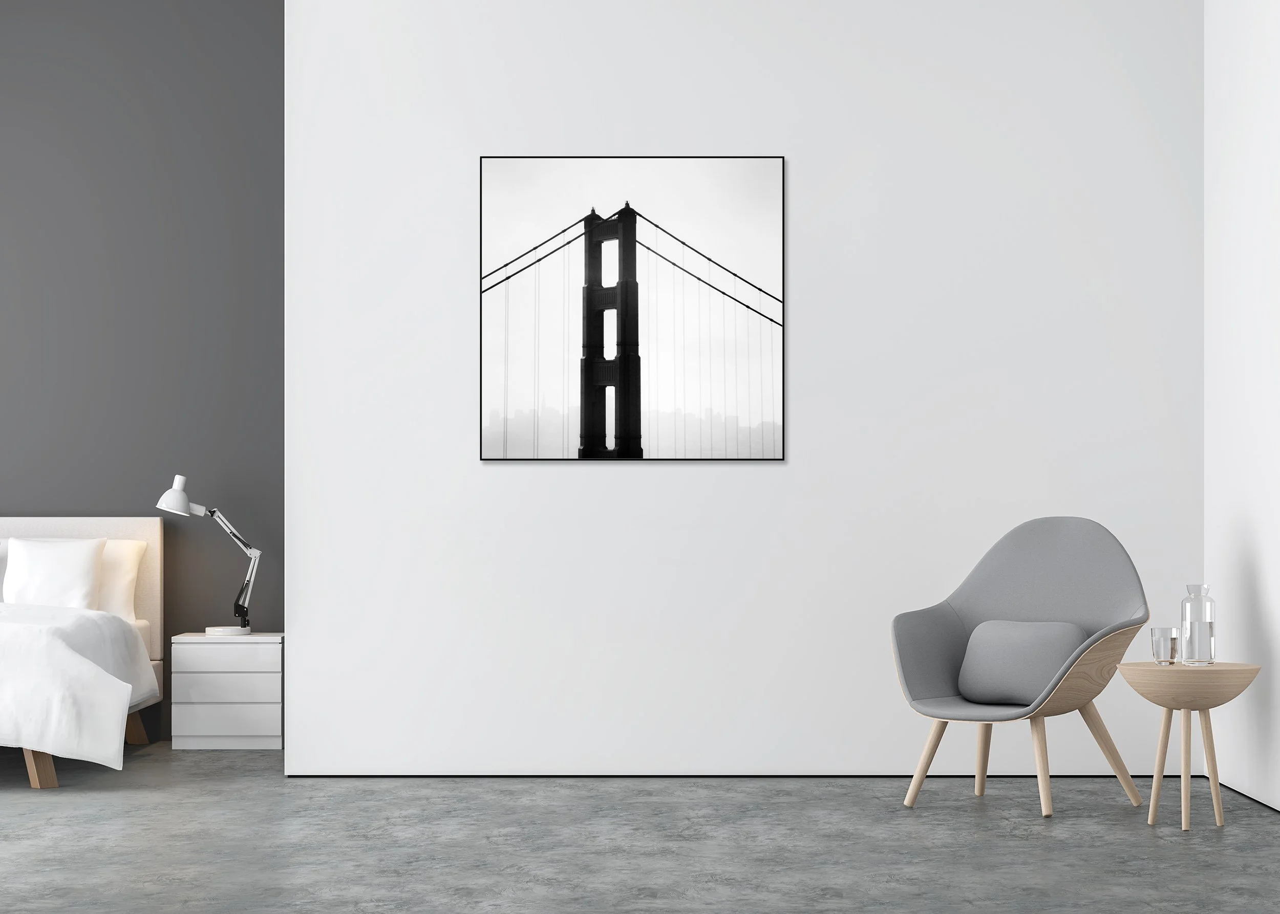 Gerald Berghammer - Golden Gate, minimalist cityscape, architecture detail, USA, ChromaLuxe print, aluminium art box