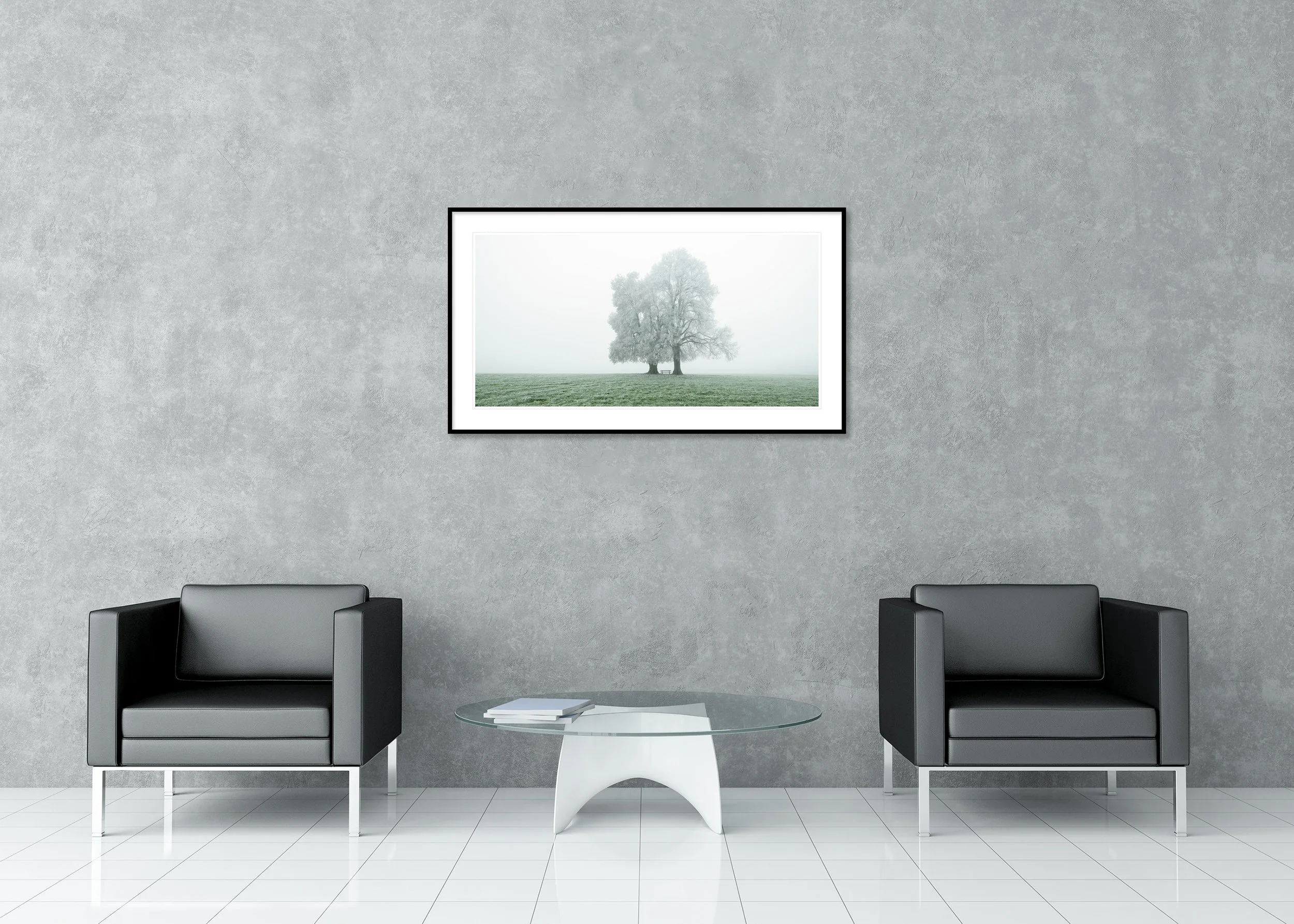 Gerald Berghammer - Place to linger Panorama, minimalist winter landscape, Austria, Archival pigment print, aluminium frame, passe-partout, anti reflex glass
