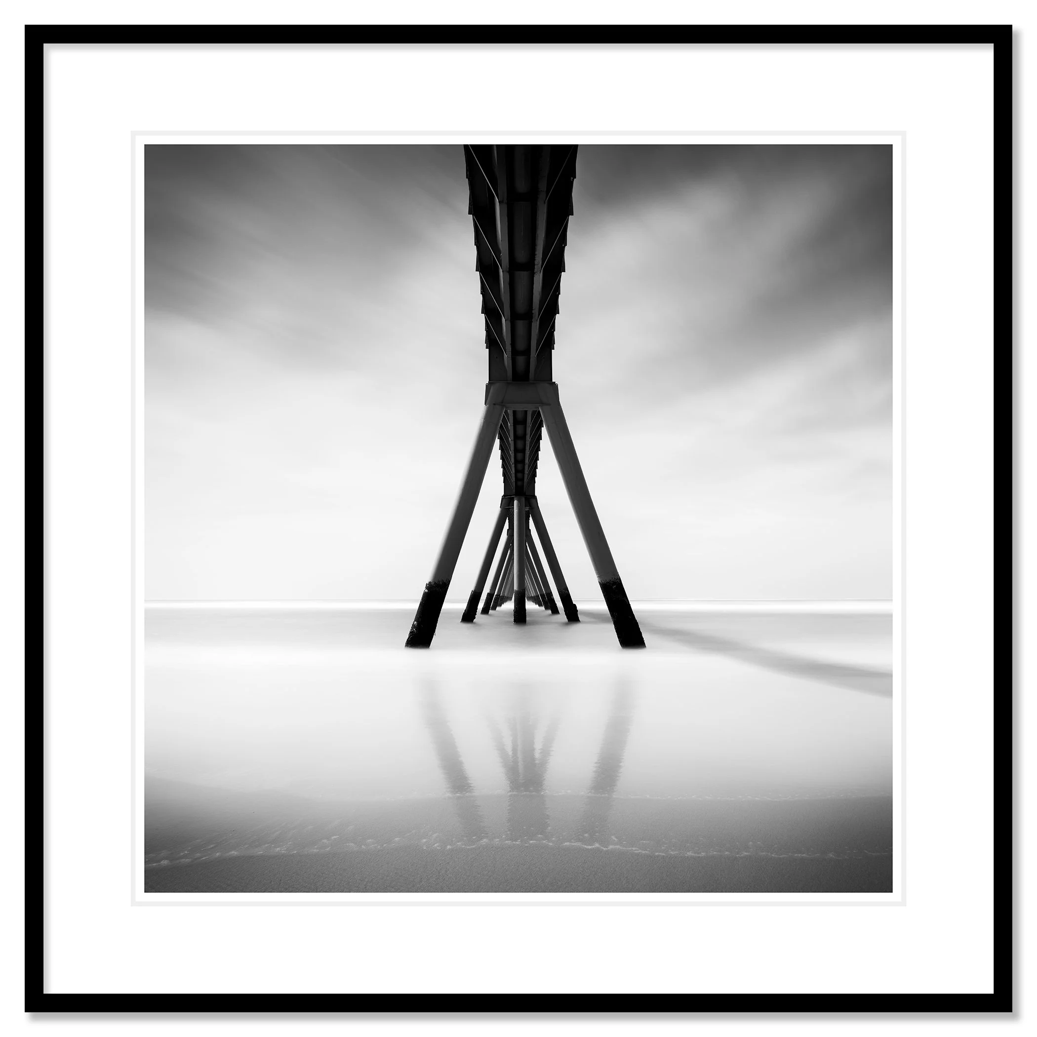 Wharf de la Salie Study 1 by Gerald Berghammer, black-and-white fine art print in a black aluminium frame with white mount.