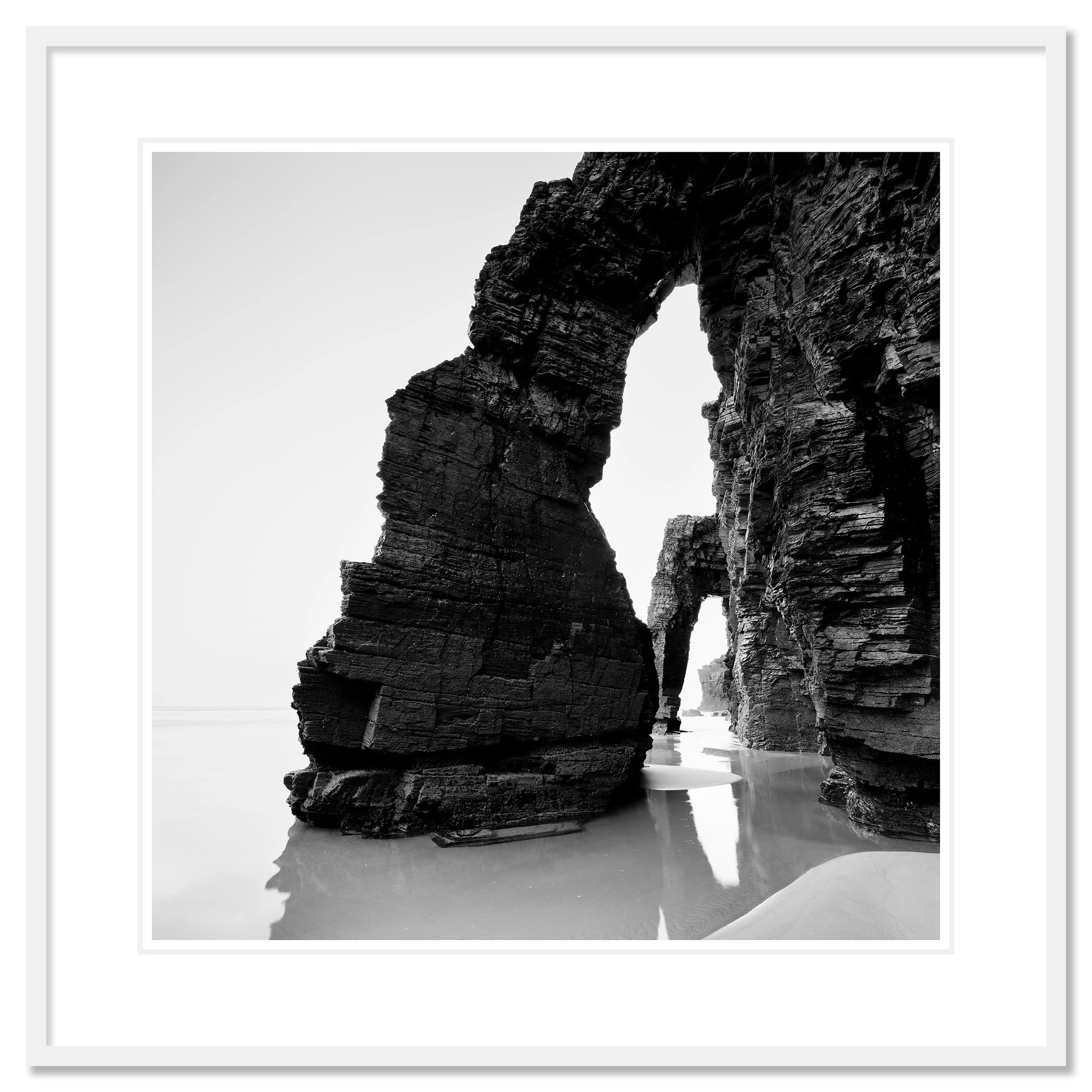 Arches on Catedrais Beach Study 4 as an archival pigment print in a white aluminium frame with a white mount by Gerald Berghammer.