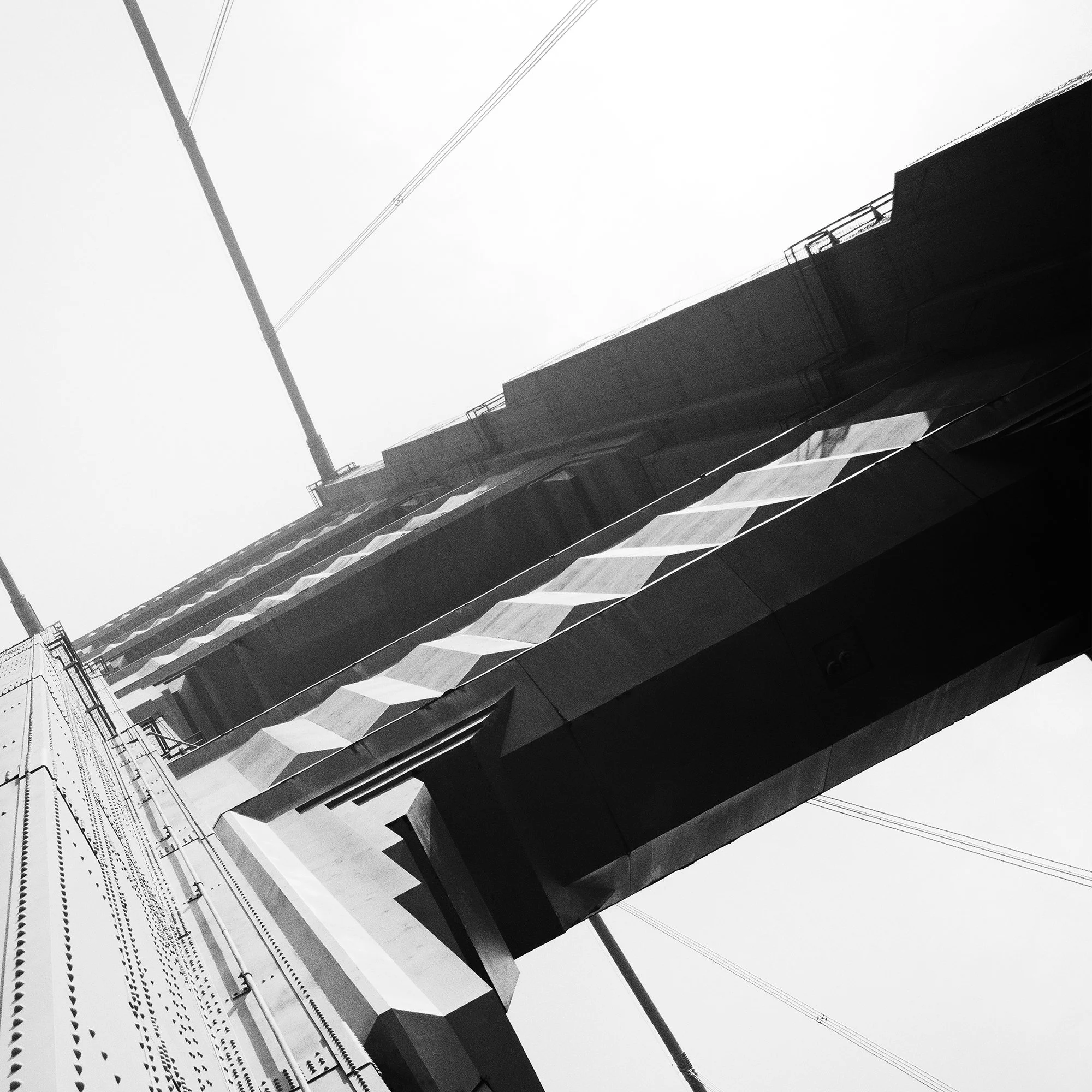 Detail view of Golden Gate, Detail Study 2 by Gerald Berghammer, a black-and-white architectural photograph.