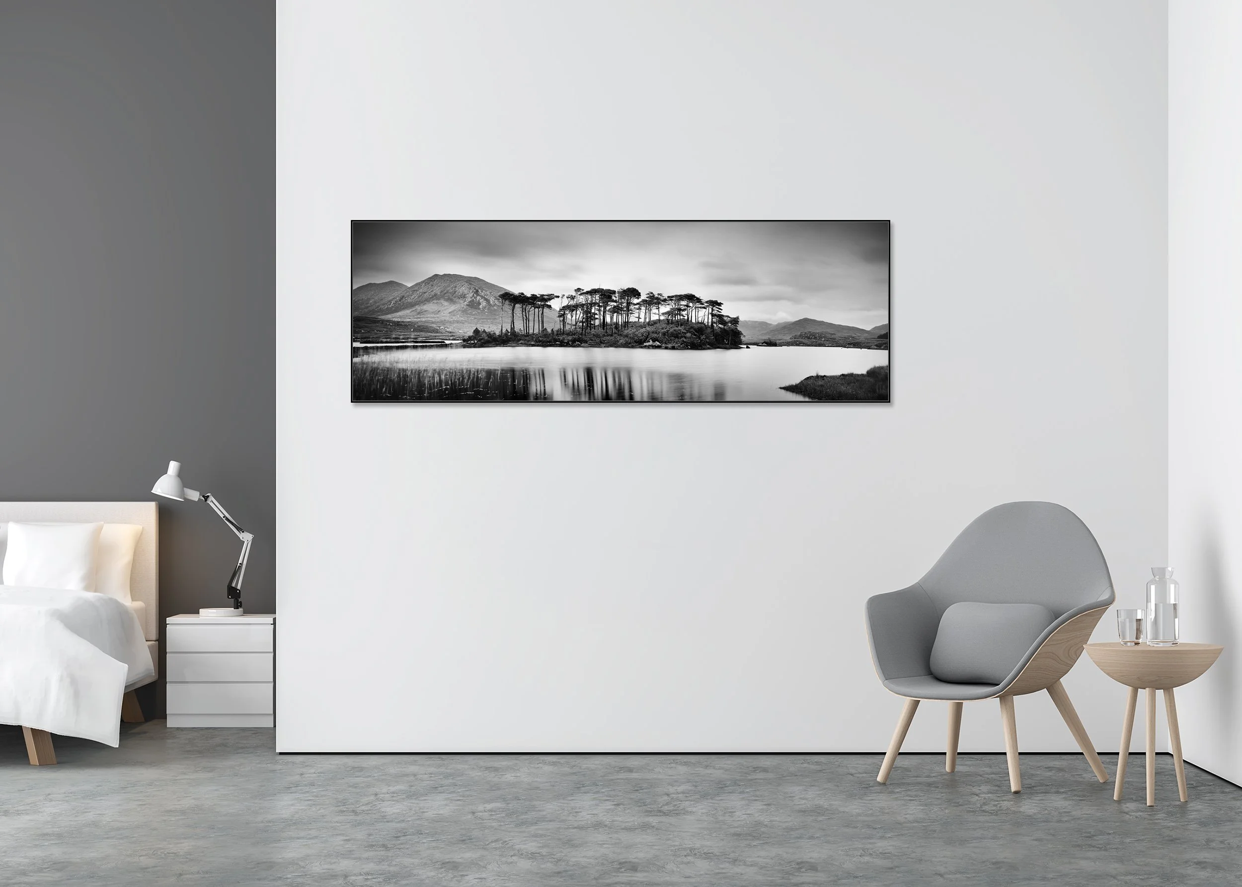 Gerald Berghammer - Tree Island Panorama, landscape, mountain lake, Ireland, CromaLuxe print, aluminium art box
