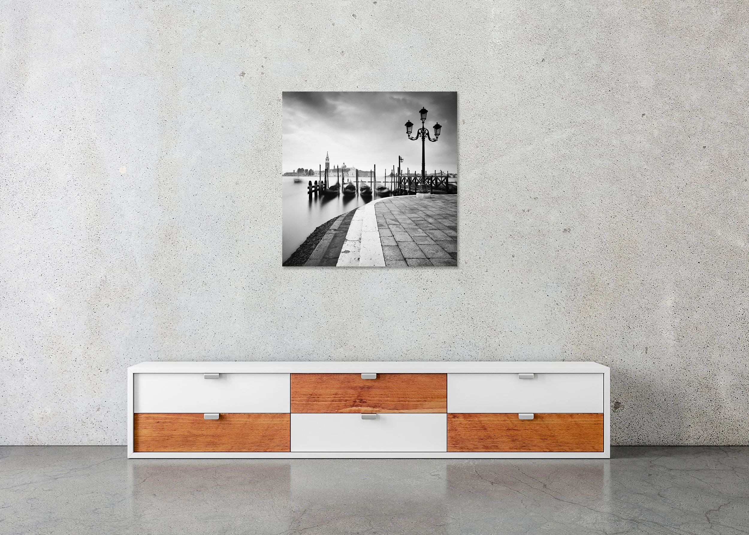 Basilica di San Giorgio Maggiore Study 2 – Venice, Italy, black-and-white photo print mounted to Dibond, frameless