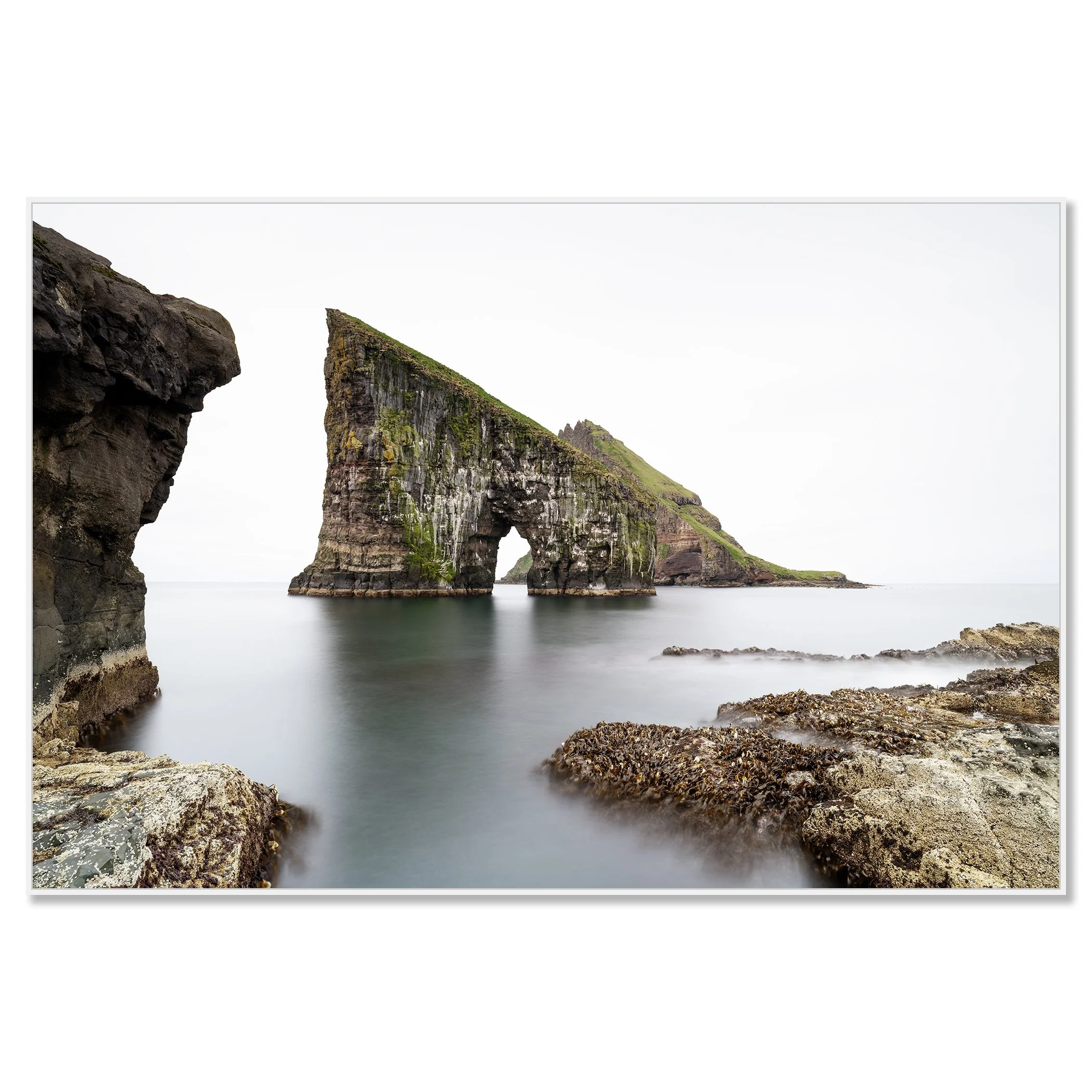 Drangarnir Sea Arch, Study 1 – colour Dibond print in a white aluminium ArtBox frame.