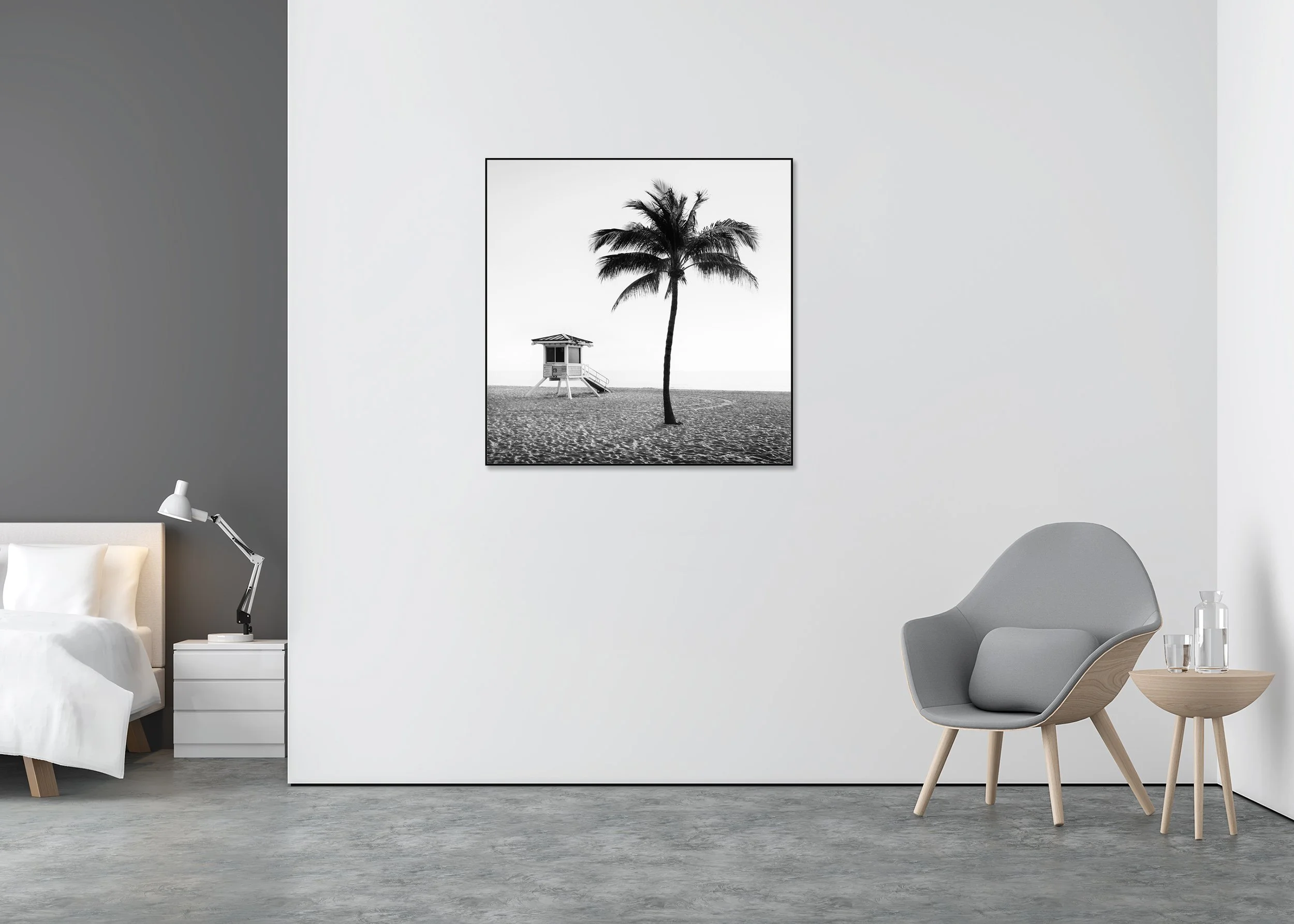 Fort Lauderdale Beach Study 3 by Gerald Berghammer displayed in a contemporary interior in a black aluminium ArtBox frame.