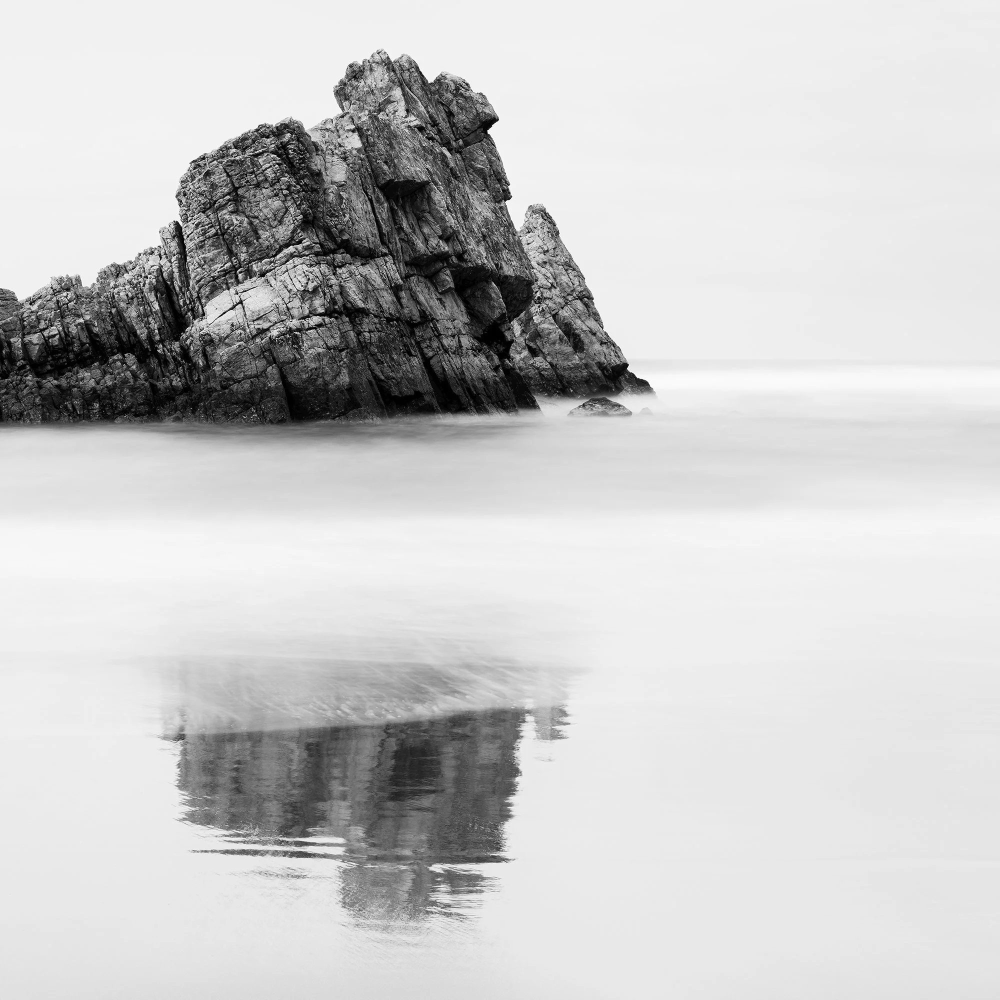 Cropped detail of Rock on the Beach, Study 1 – black-and-white fine art photograph by Gerald Berghammer.