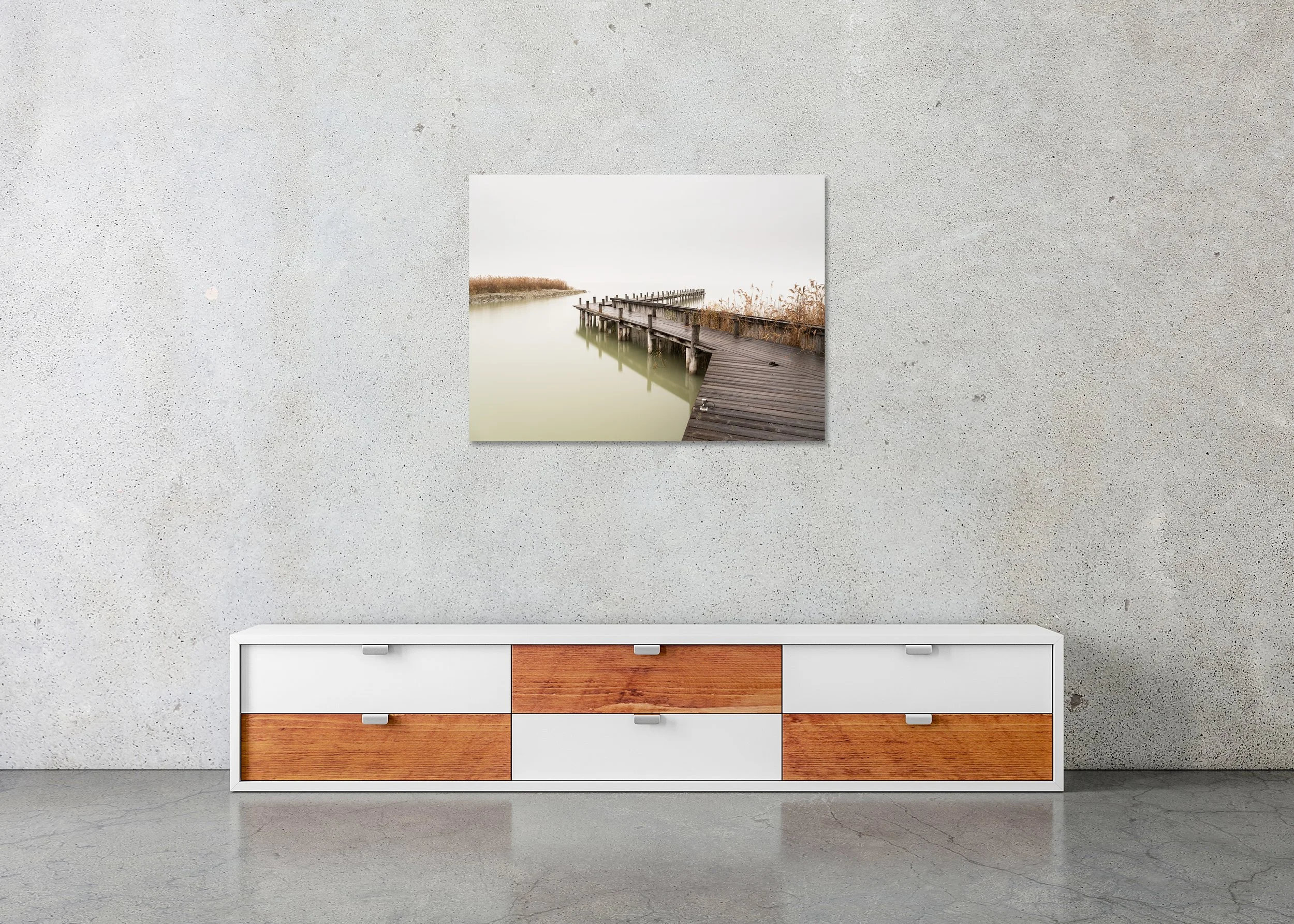 Interior view of Silent Lake, Study 2 as a frameless colour photograph mounted on aluminium Dibond.