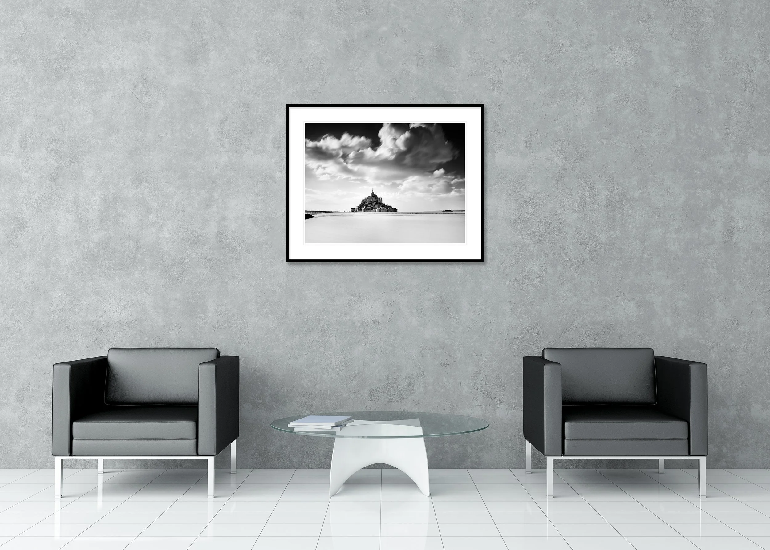 Gerald Berghammer - Mont Saint Michel, cityscape, abbey, Normandie, France, Archival pigment print, aluminium frame, passe-partout, anti reflex glass