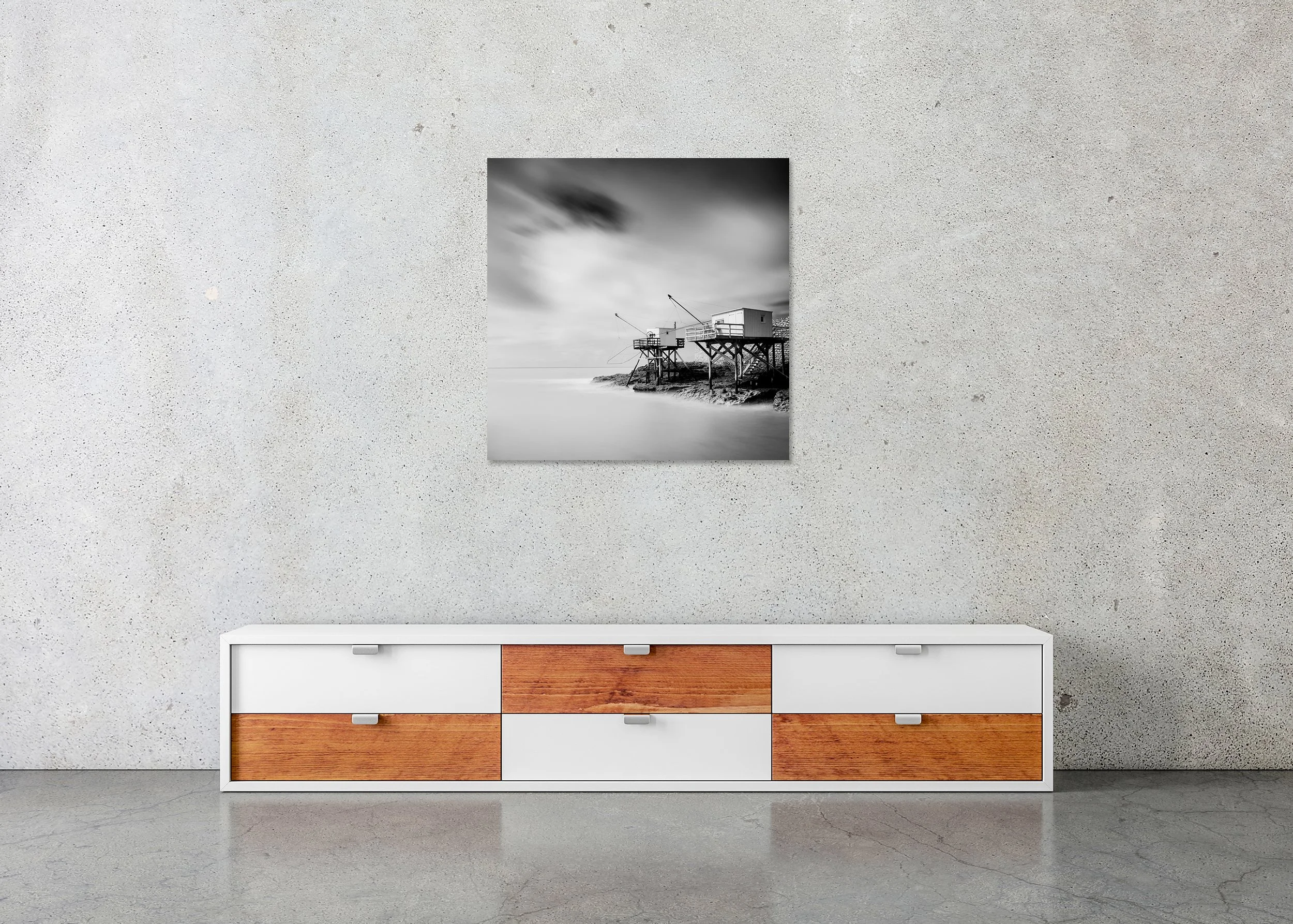 Carrelet Study 1 by Gerald Berghammer displayed in a contemporary interior as a frameless Dibond artwork.