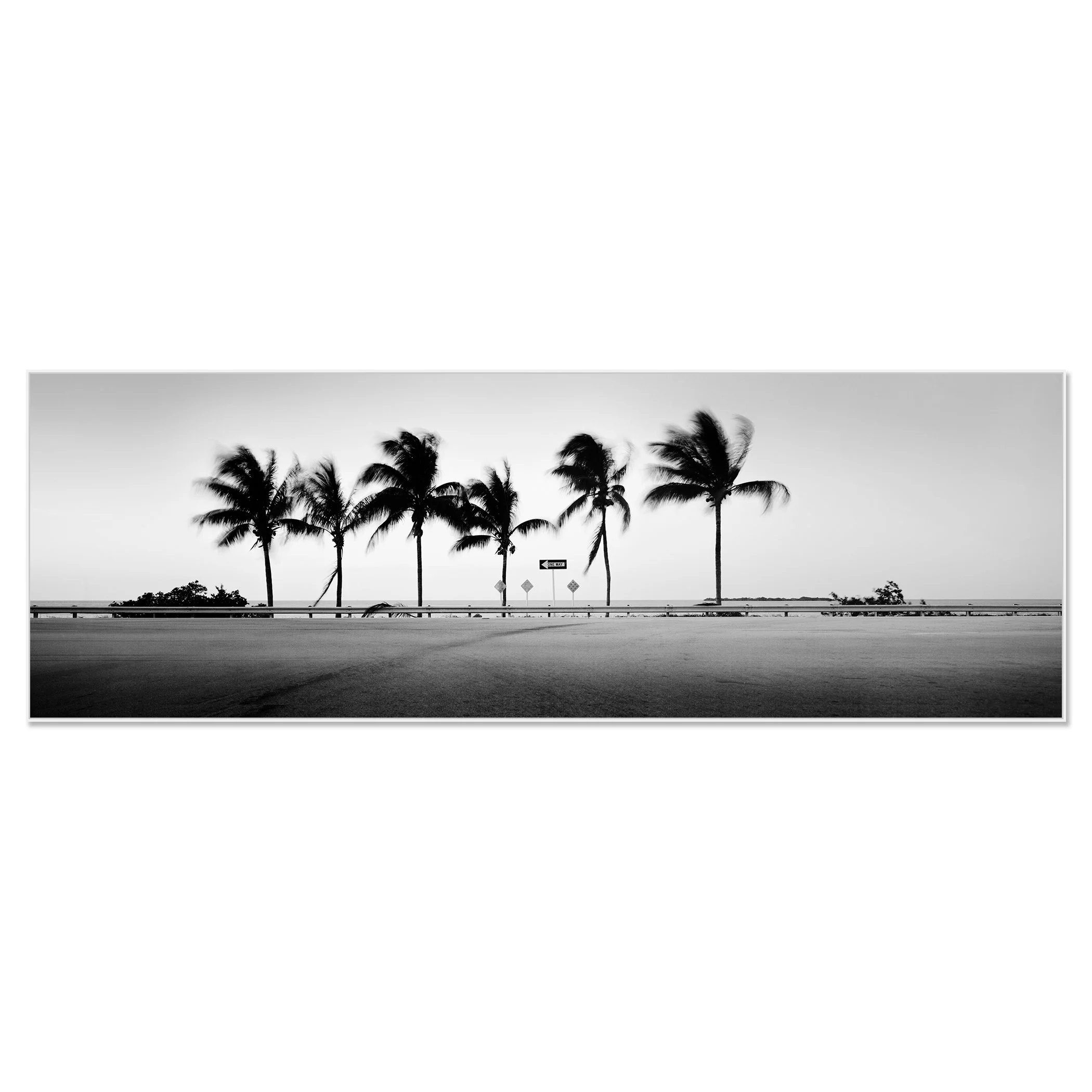 One Way Panorama Study 1 displayed as a black-and-white Dibond print in a white aluminium ArtBox frame by Gerald Berghammer.