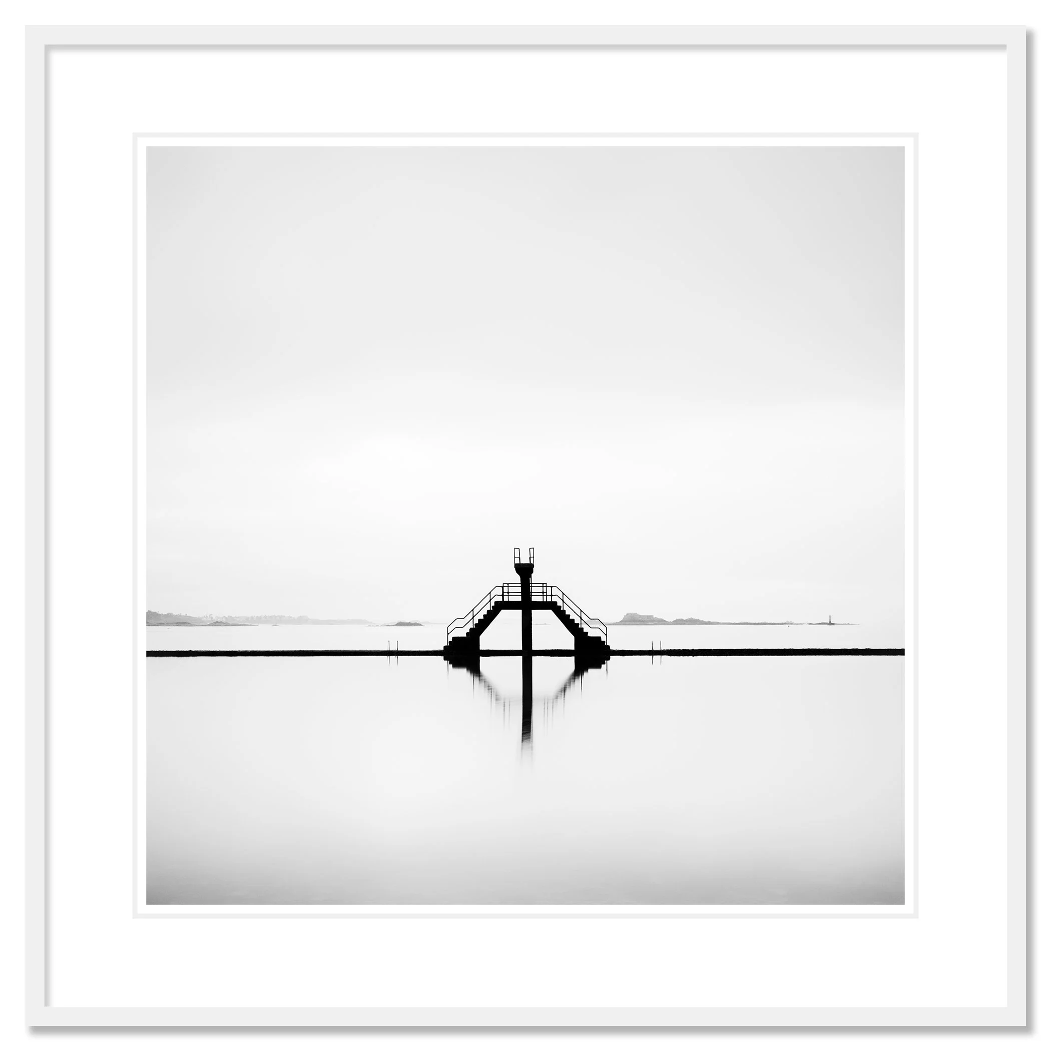 Diving Platform Study 2 – archival pigment print in a white aluminium frame with a white mount by Gerald Berghammer.