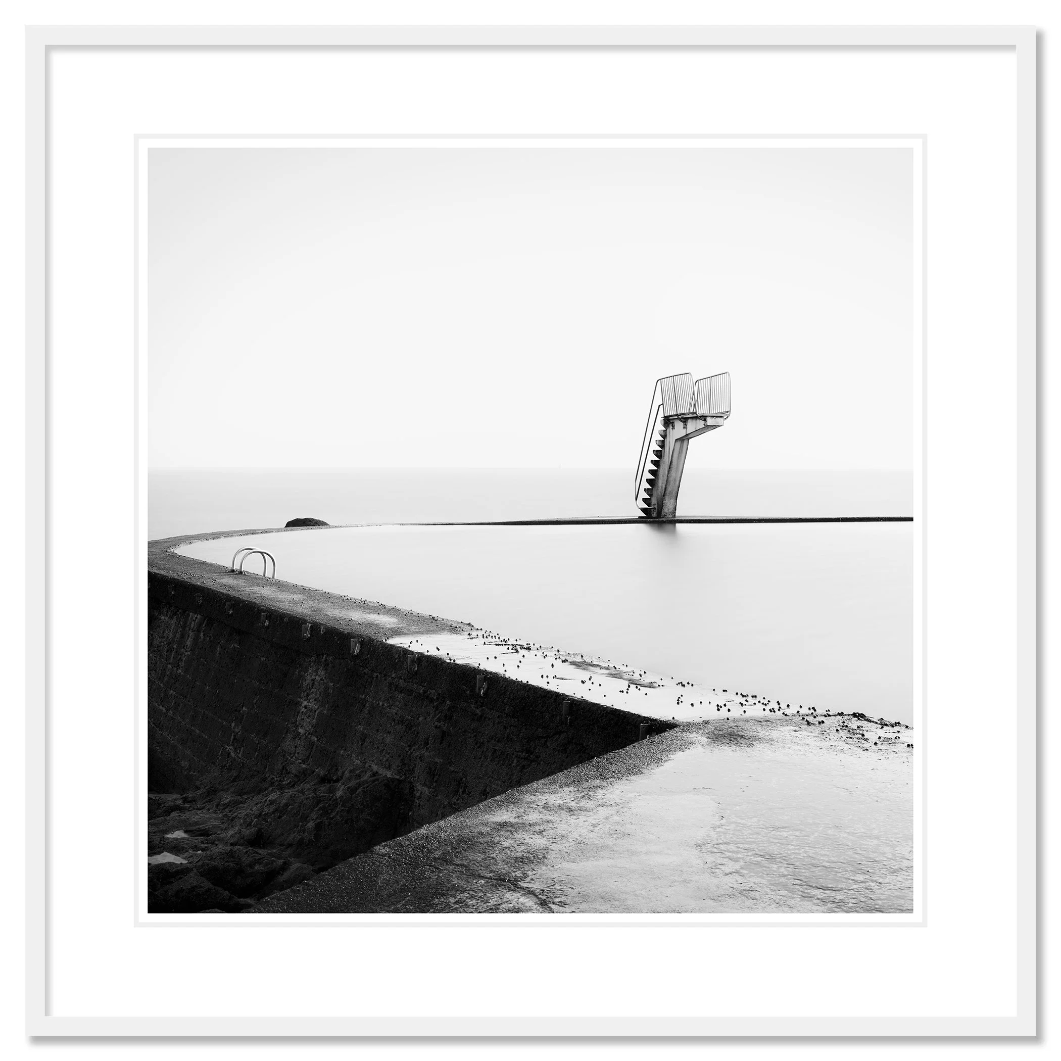 Diving Platform Study 3 by Gerald Berghammer presented in a white aluminium frame with a white mount.
