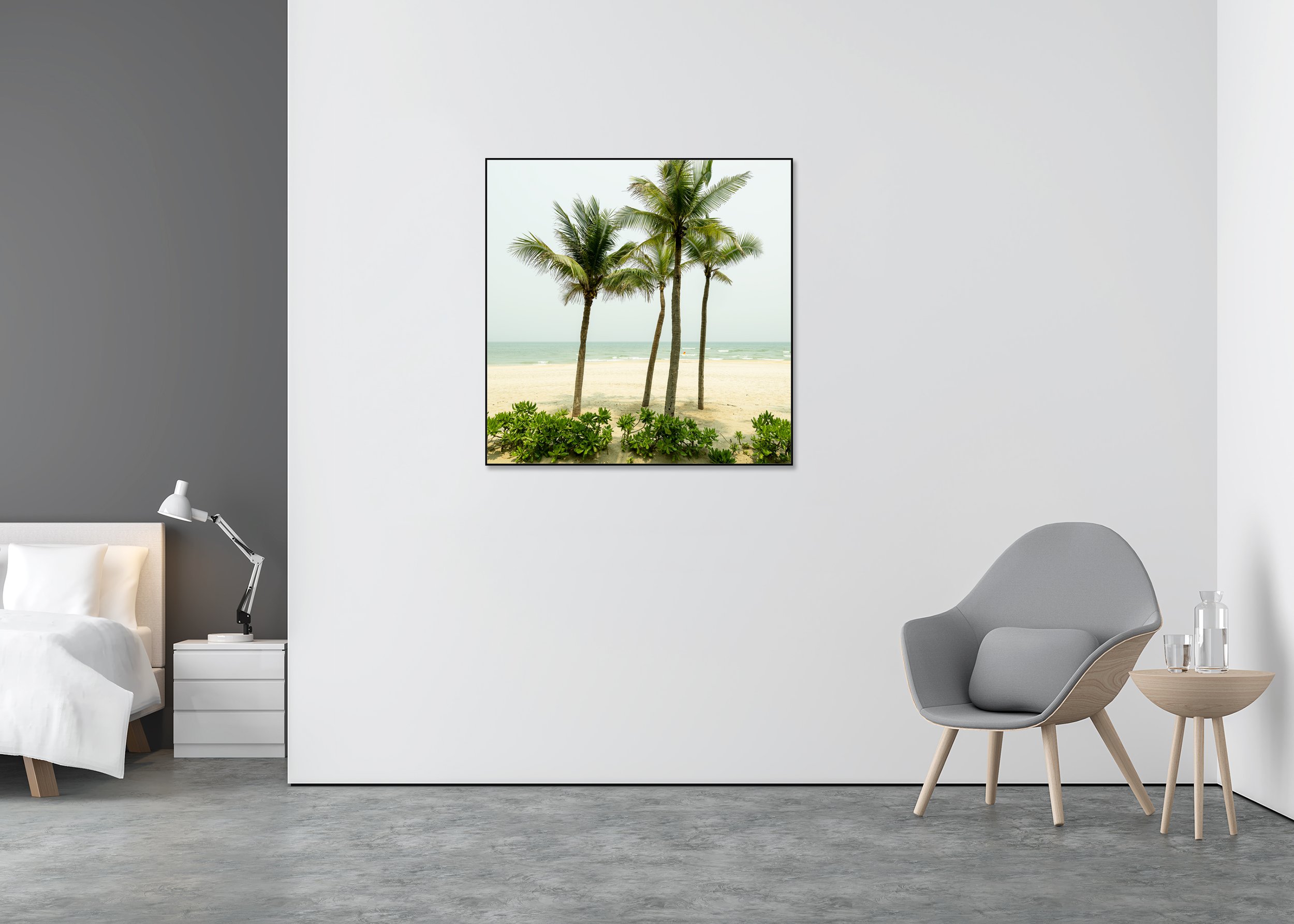 Turquoise Water with Palm Trees Study 1, colour fine art photograph of palm trees on a tropical beach in Vietnam by Gerald Berghammer.