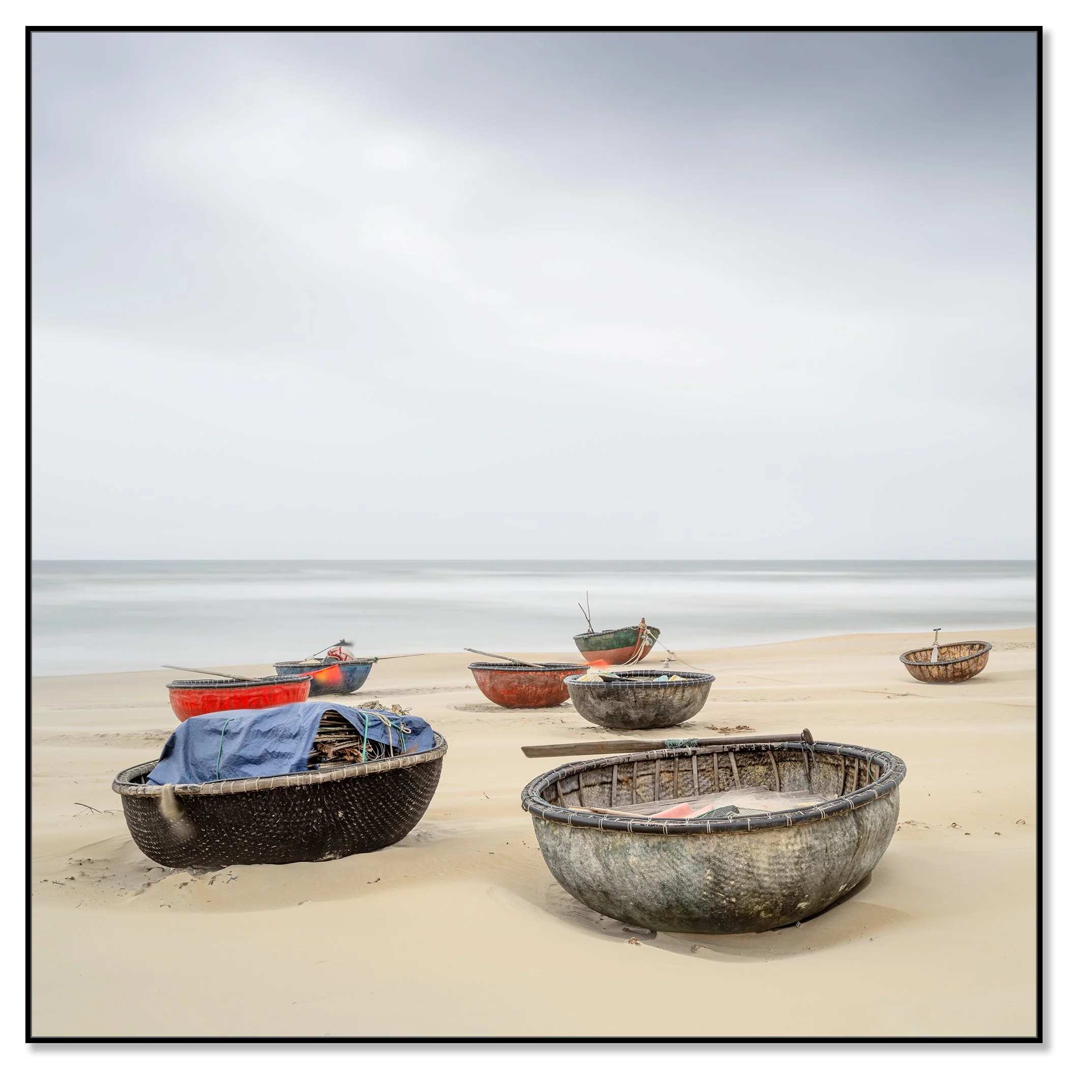 Coconut Boat Study 1 mounted on aluminium Dibond and presented in a black aluminium ArtBox frame. Photo by Gerald Berghammer.