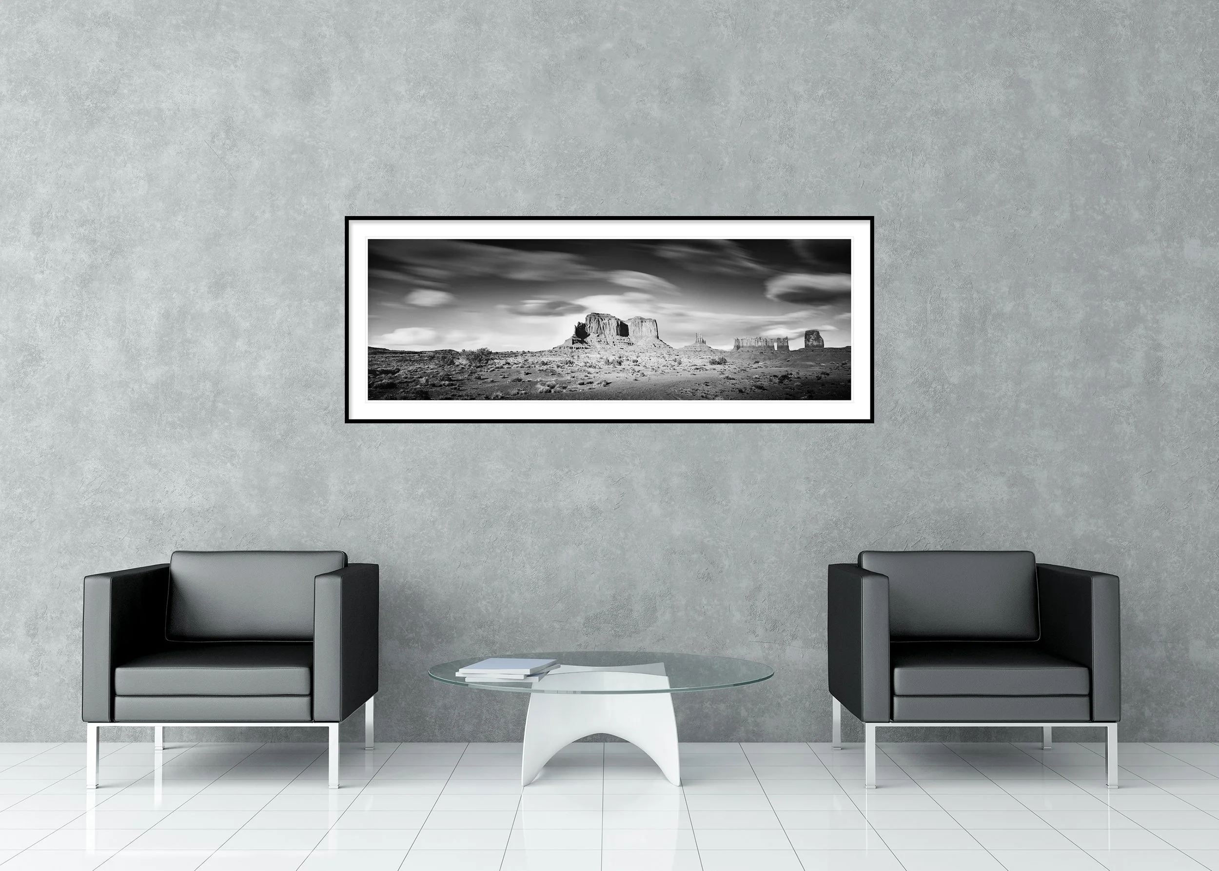 Gerald Berghammer - Wild West Panorama, desert landscape, mountain, Utah, USA, Archival pigment print, aluminium frame, passe-partout, anti reflex glass