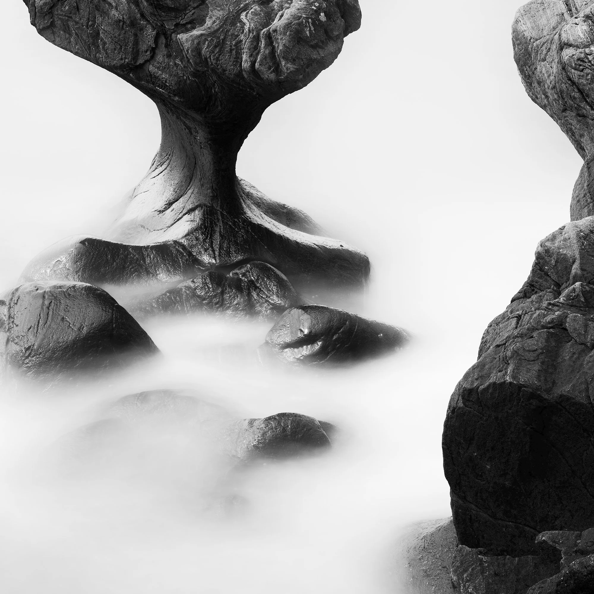 Detail of Attracted by the Sea Study 2 showing the sculptural Kannesteinen rock and surrounding coastal stones by Gerald Berghammer.