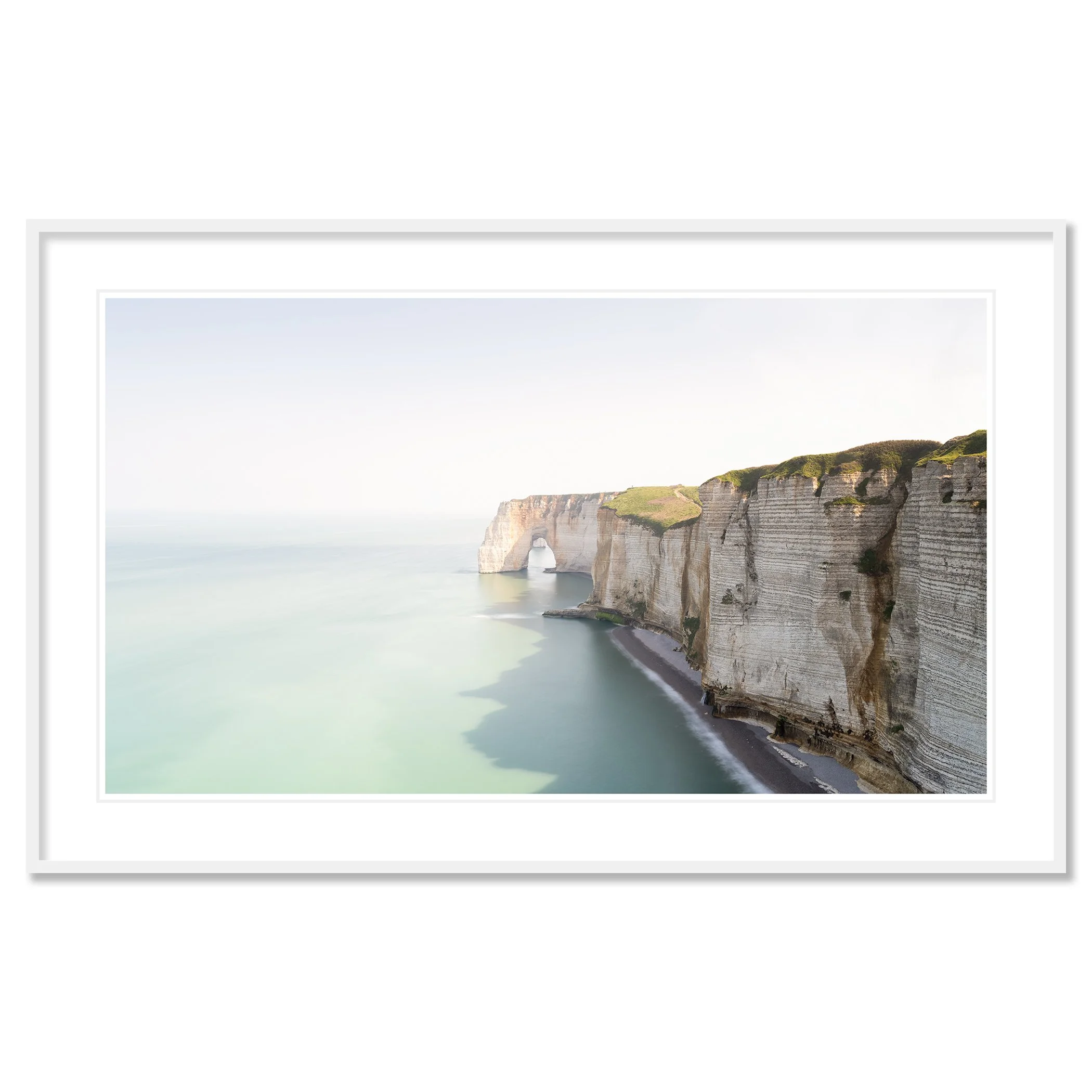 White Cliffs Panorama Study 2 by Gerald Berghammer shown as an archival pigment print in a white aluminium frame with white mount.