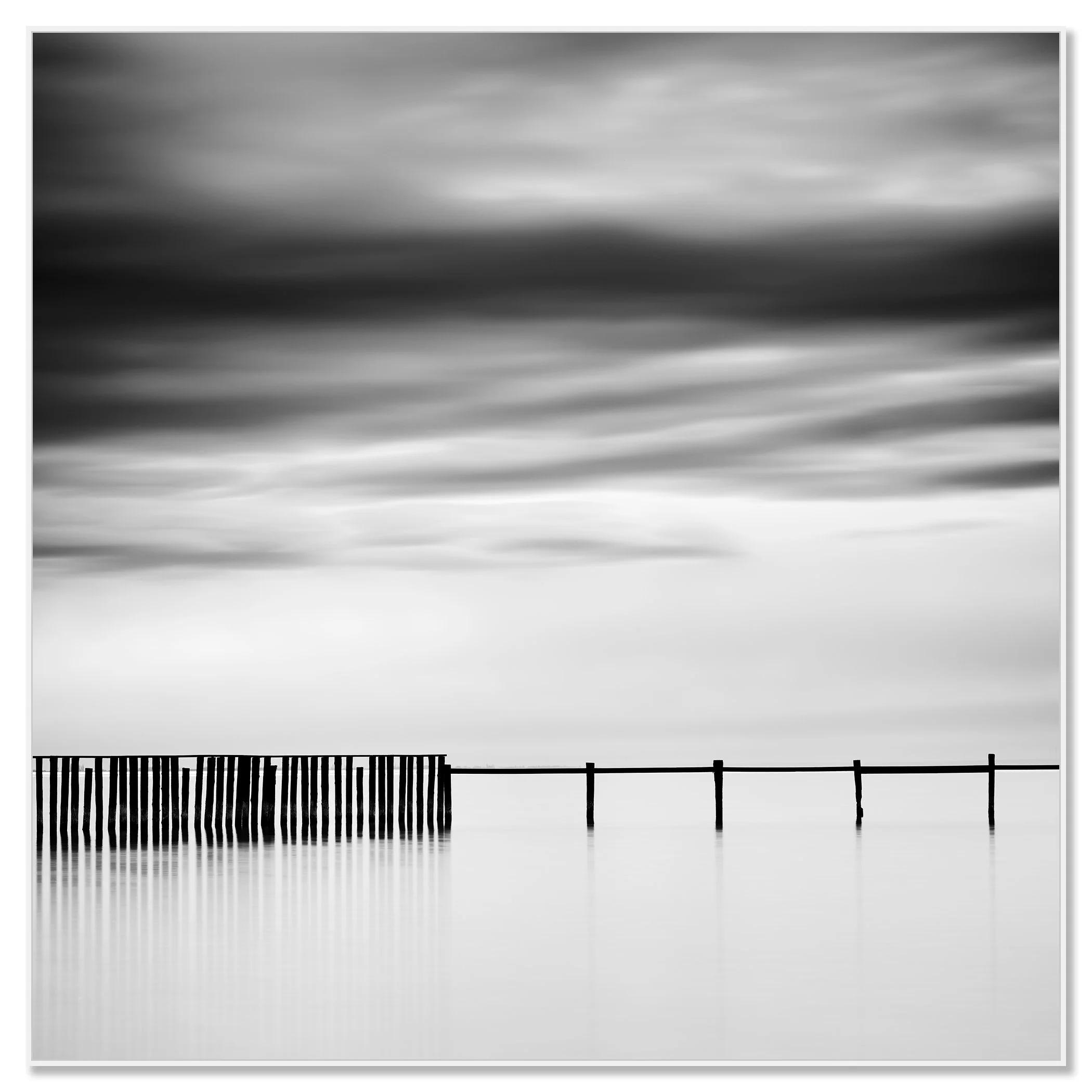 Swimming Area, Study 2 – black-and-white photograph in a white aluminium ArtBox frame.