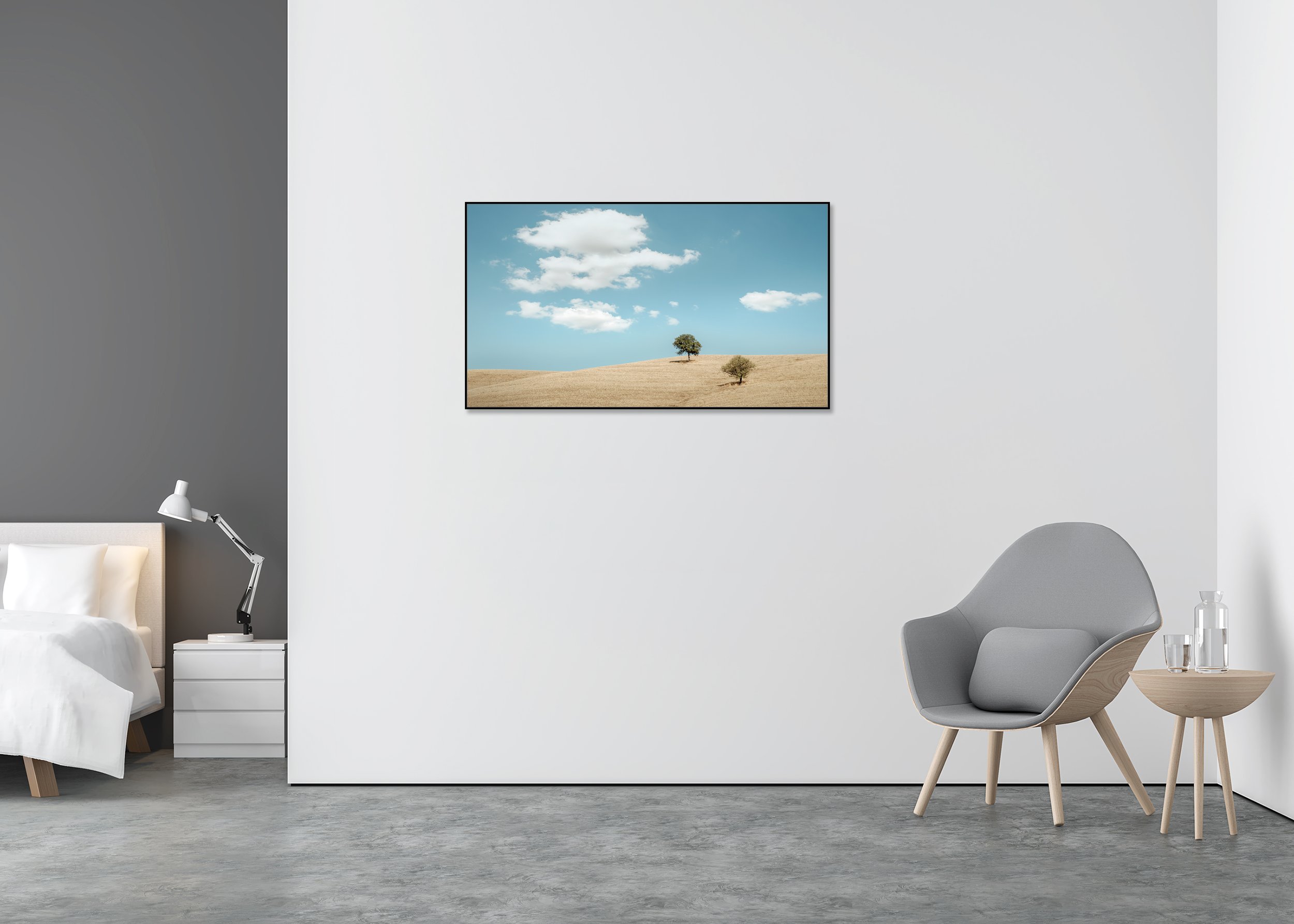 Rolling Hills with Trees, Study 2 – Tuscany, black-and-white fine art photo print mounted to Dibond in an aluminium ArtBoxRolling Hills with Trees, Study 2 – Tuscany, colour fine art photograph mounted on Dibond in an aluminium ArtBox