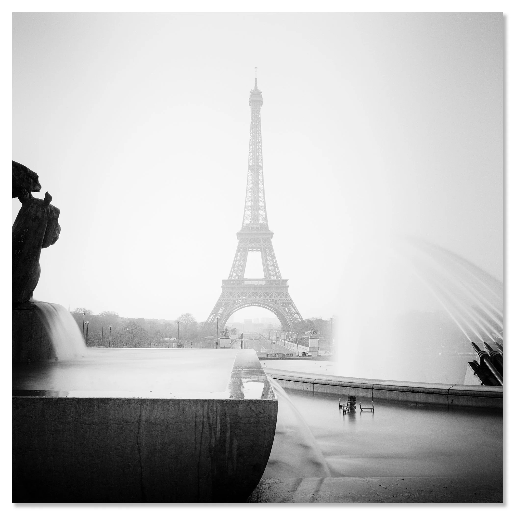 Eiffel Tower Study 3, Paris – black-and-white photograph mounted frameless on aluminium Dibond