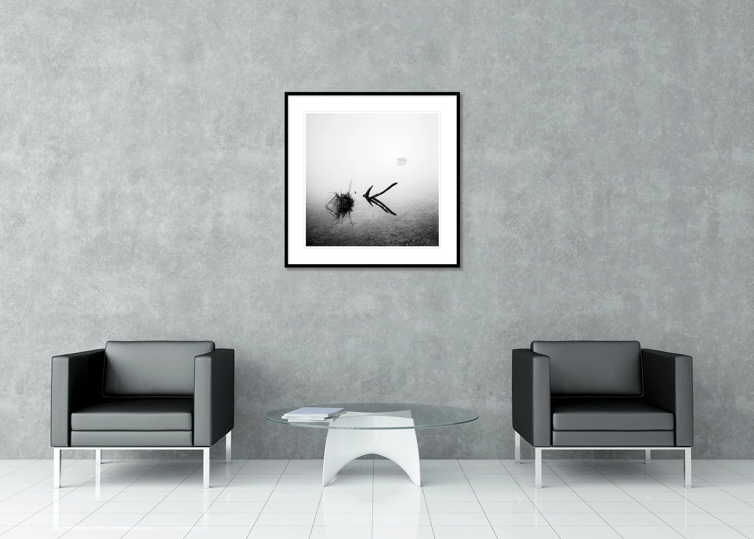 The Lake House – Austria, black-and-white archival pigment print in a classic frame with a mount and anti-reflective glass