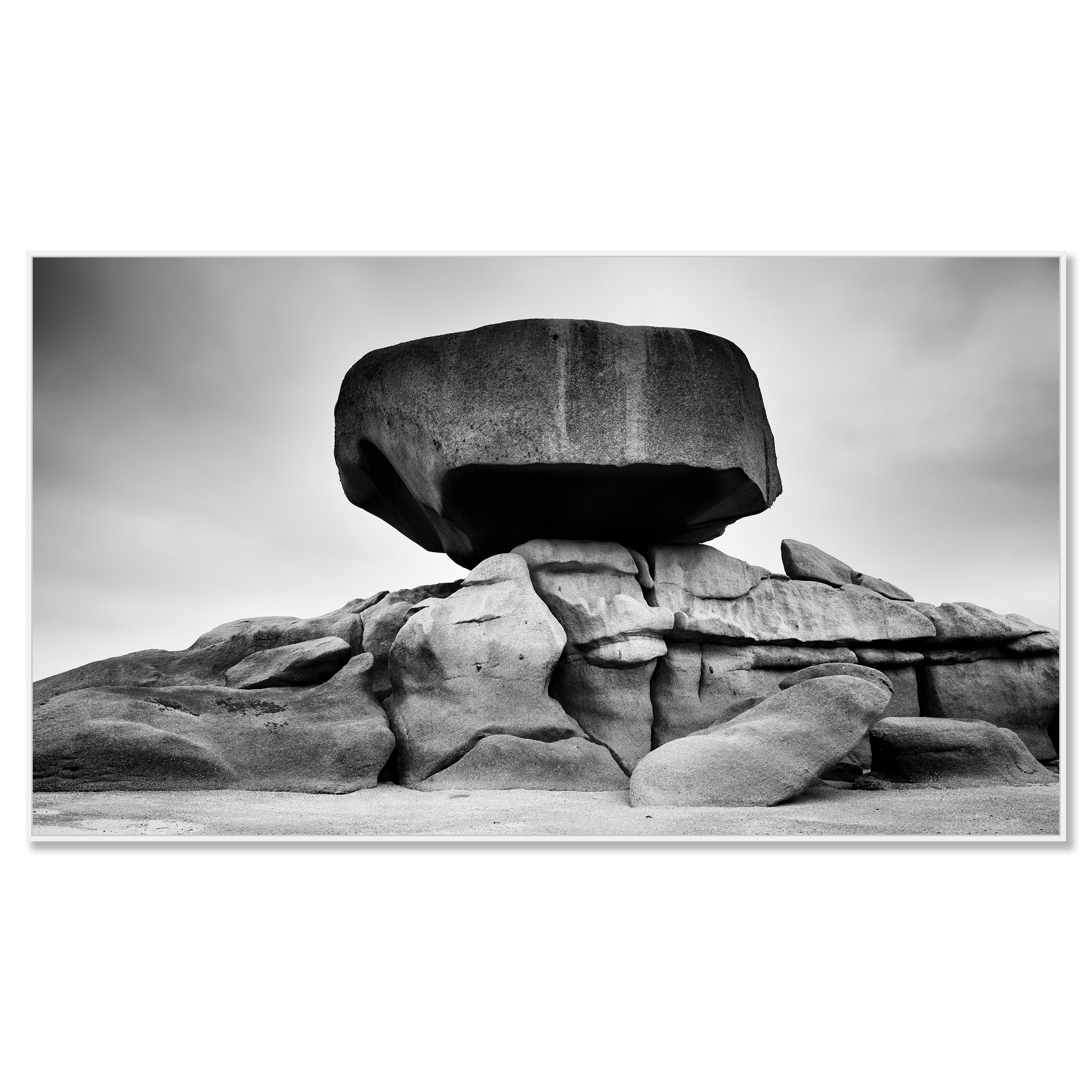Pink Granite Coast Panorama Study 2 by Gerald Berghammer, black-and-white fine art photograph on Dibond in a white aluminium ArtBox frame.