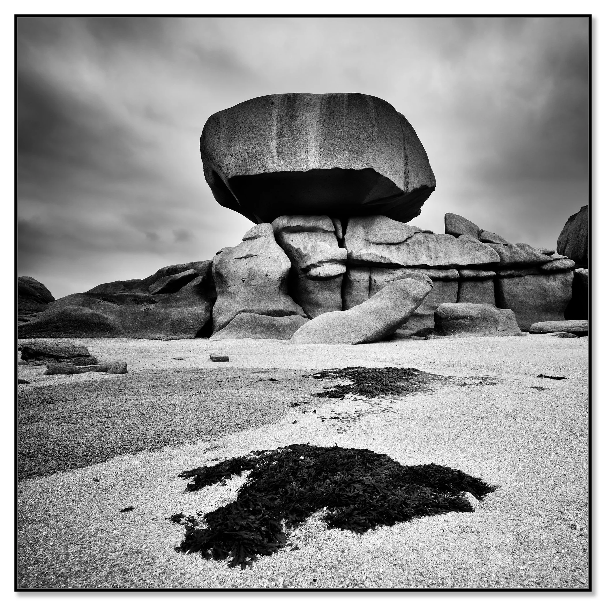 Pink Granite Coast, Study 3 – black-and-white photograph mounted on Dibond in a black aluminium ArtBox.