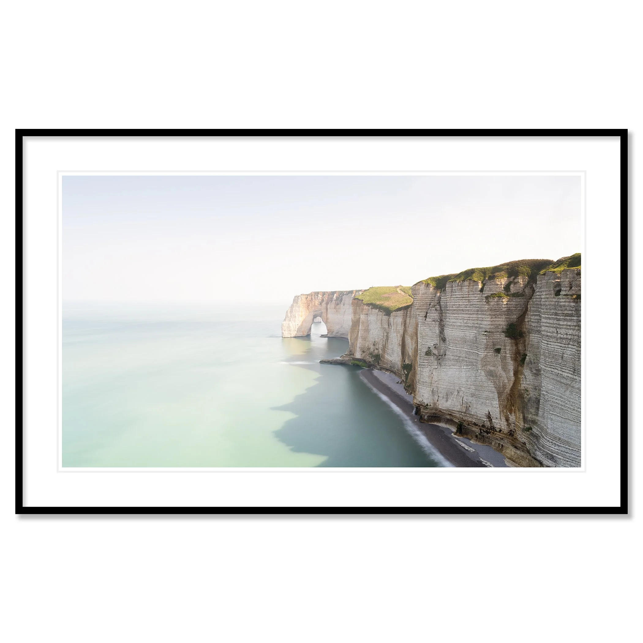 White Cliffs Panorama Study 2 by Gerald Berghammer shown as an archival pigment print in a black aluminium frame with white mount.