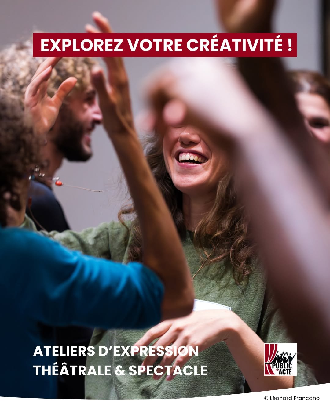 Public en Acte Gen&egrave;ve propose des ateliers d'expression th&eacute;&acirc;trale les lundis de 18h30 &agrave; 21h, de septembre 2025 &agrave; juin 2026. Ouverts aux b&eacute;n&eacute;ficiaires de l&rsquo;Hospice g&eacute;n&eacute;ral, ces sessio