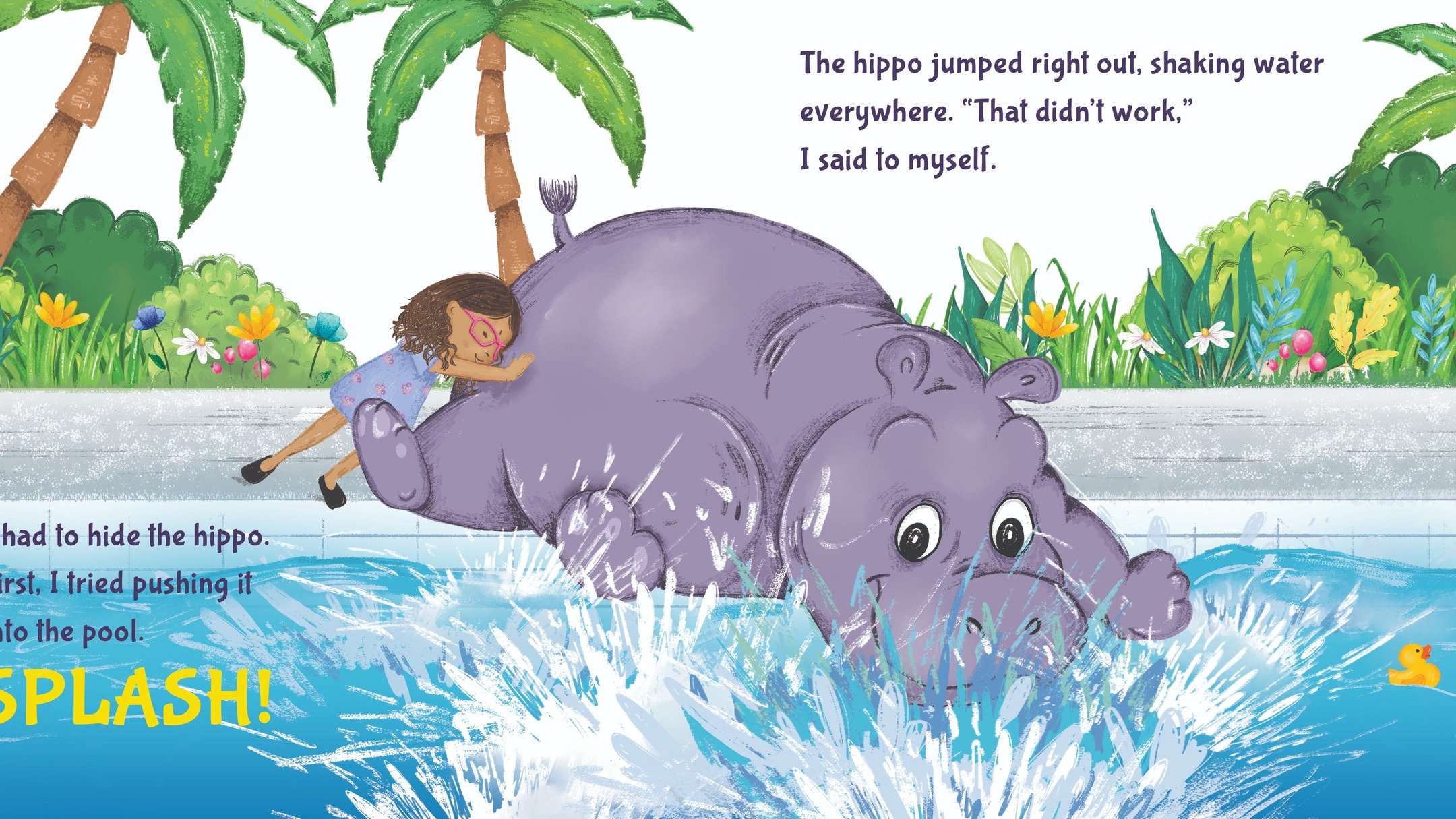 A full colour spread from 'HOW TO HIDE A HIPPO'. 🦛

An adorable story, written by the lovely Fatima Saeed.

Swipe right for the initial sketch for this page. I love the transition from sketch to colour. 💫

#childrensillustration #kidlitillustration