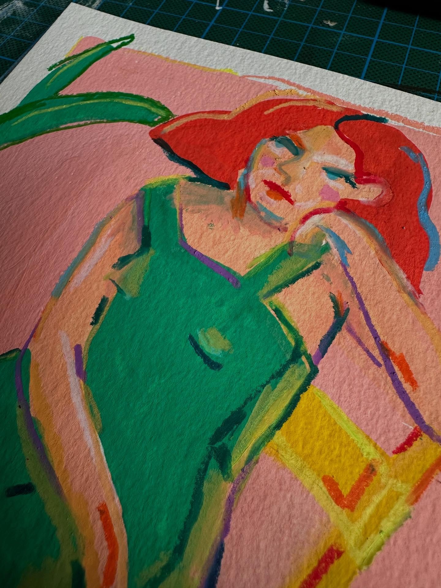 &bdquo;Pondering&ldquo;
Took an old sketchbook sketch and painted it with paint and pencil while the baby is still sleeping. I only have 2 hours a day to be &bdquo;creative&ldquo;🤣
So nowerdays I just paint without thinking too much.