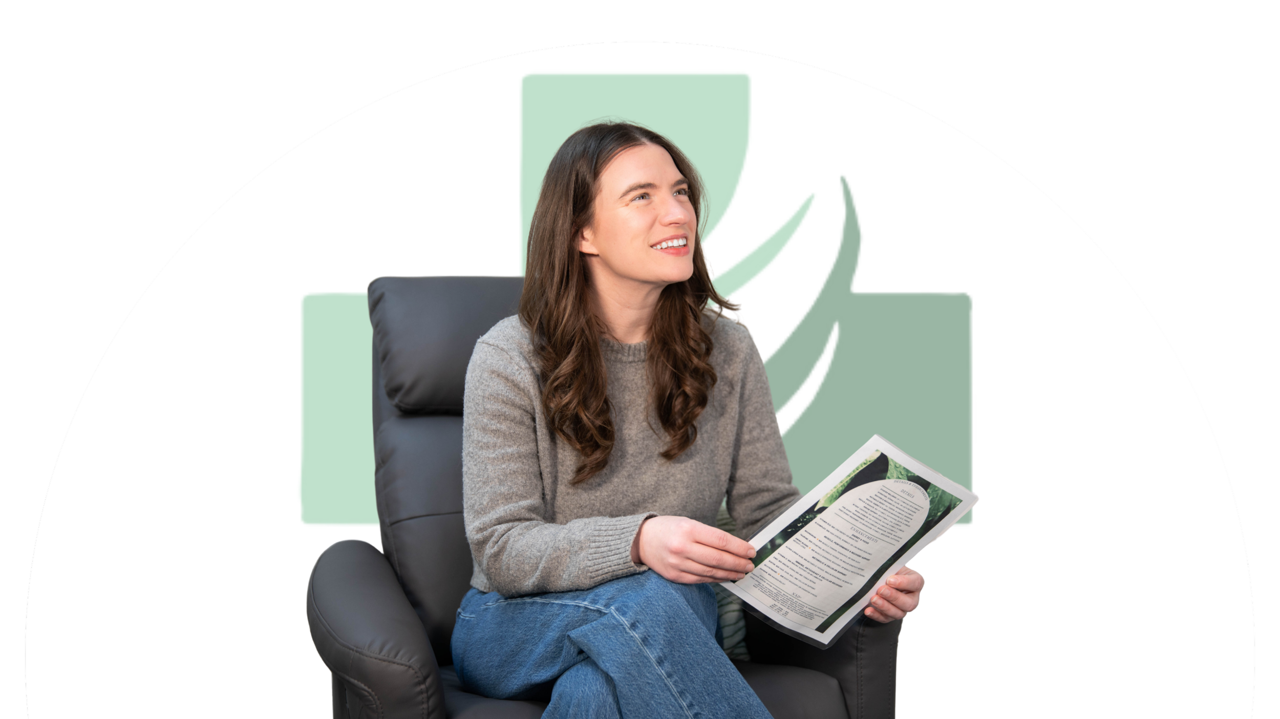 patient sitting in treatment room reviewing treatment options