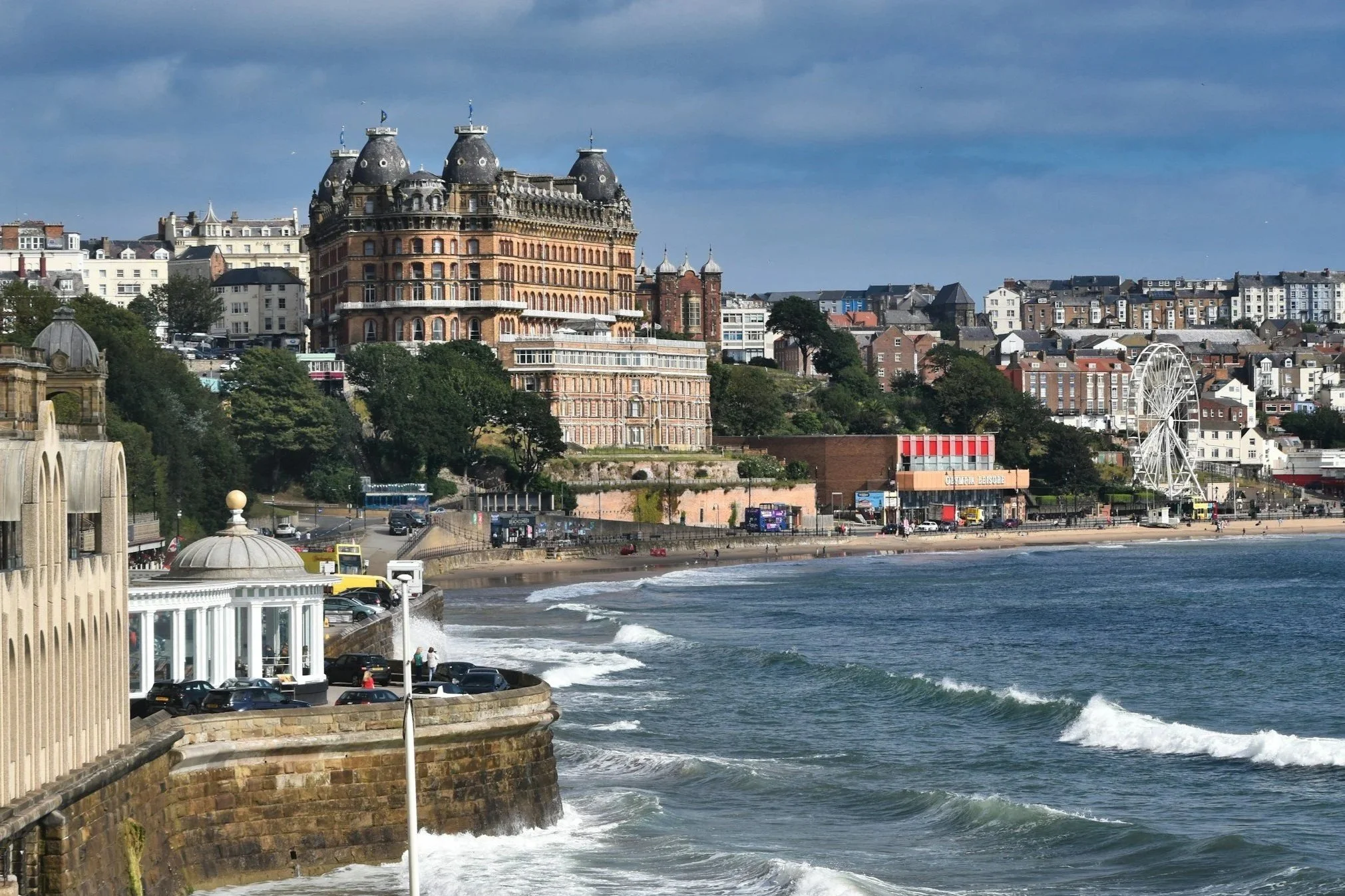 Scarborough South Bay and beach beneath Scarborough Castle.