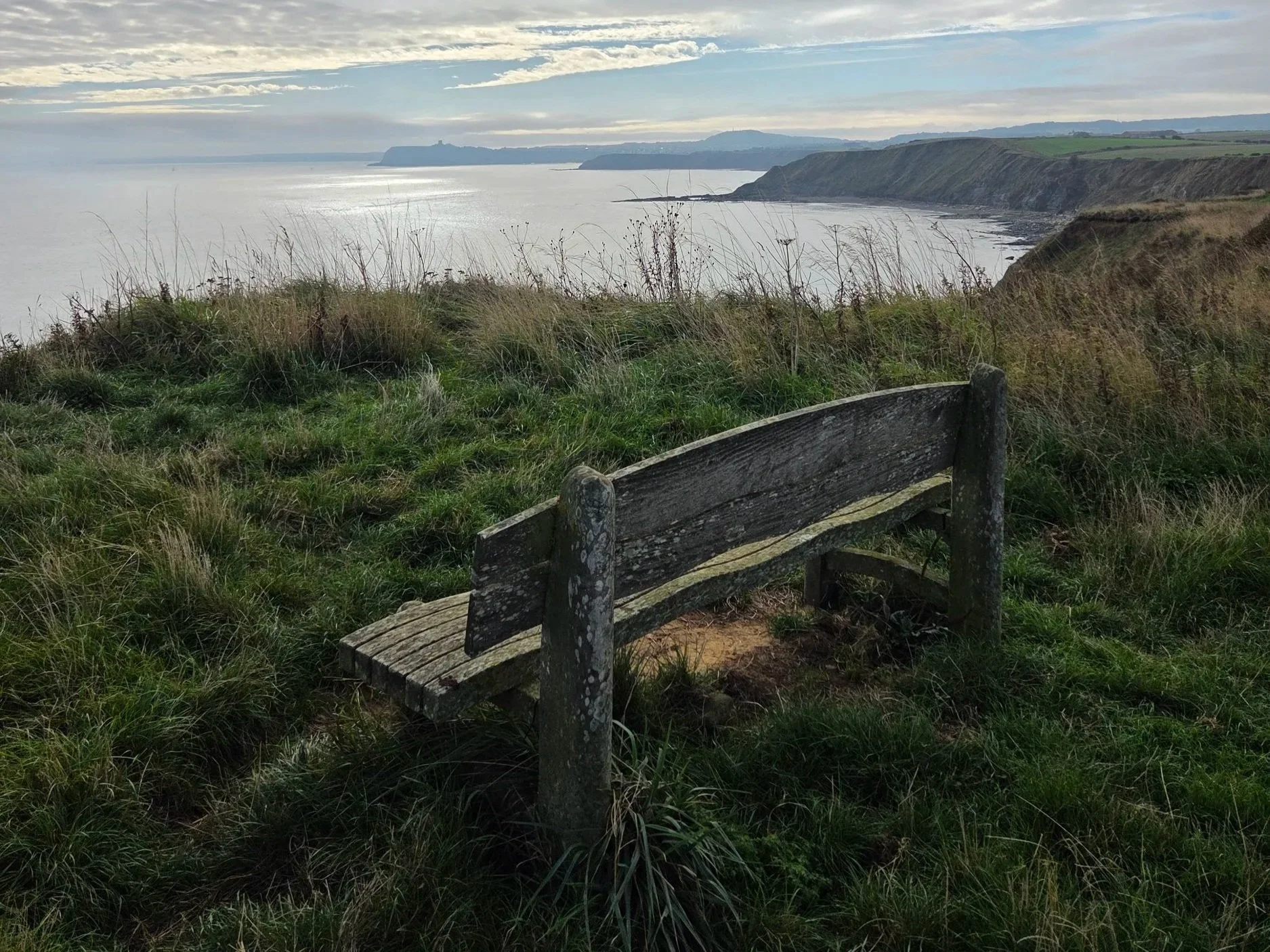 Bench overlooking the North Sea on the Cleveland Way near Burniston