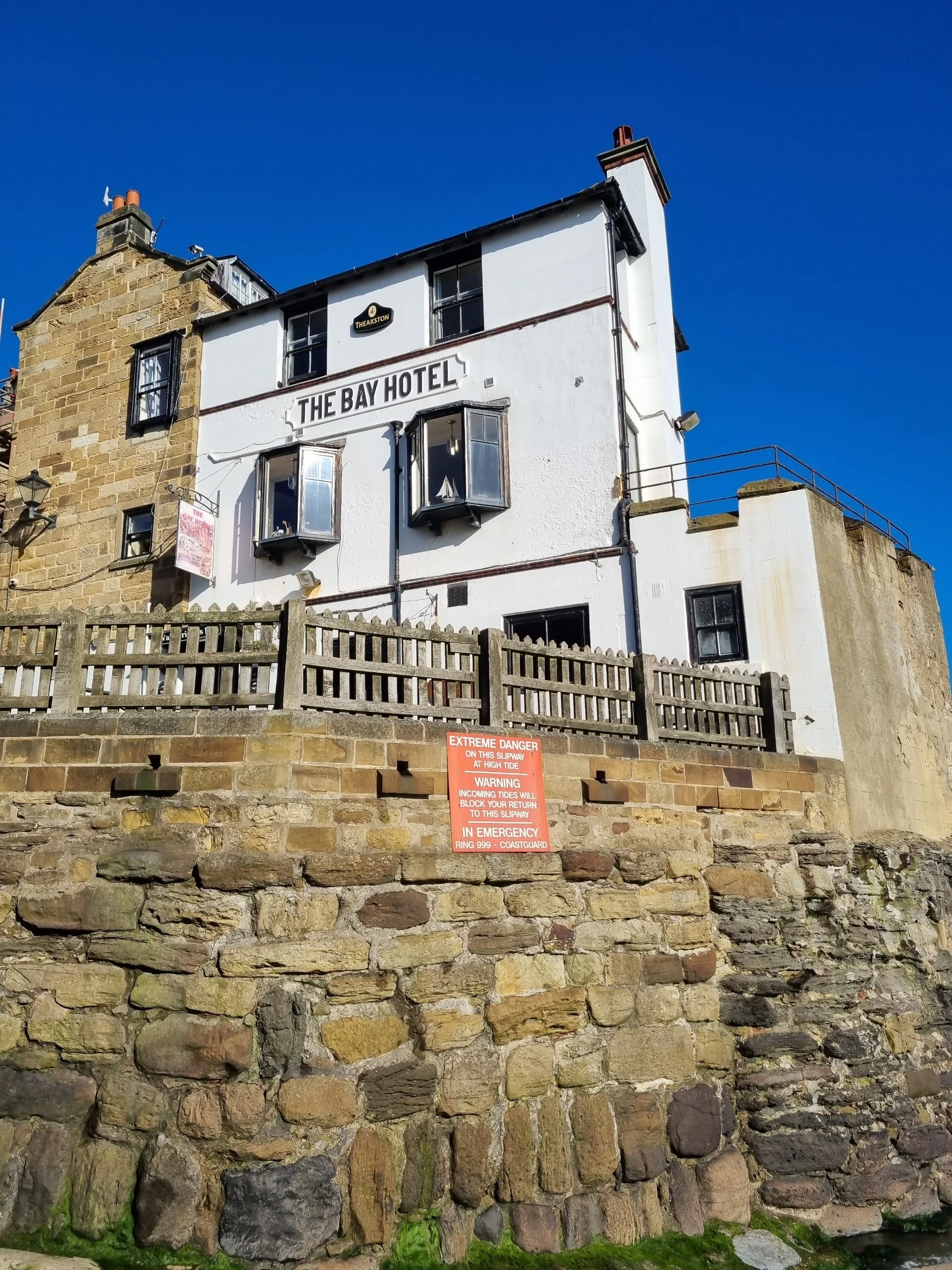 The Bay Hotel beside the seafront in Robin Hood’s Bay.